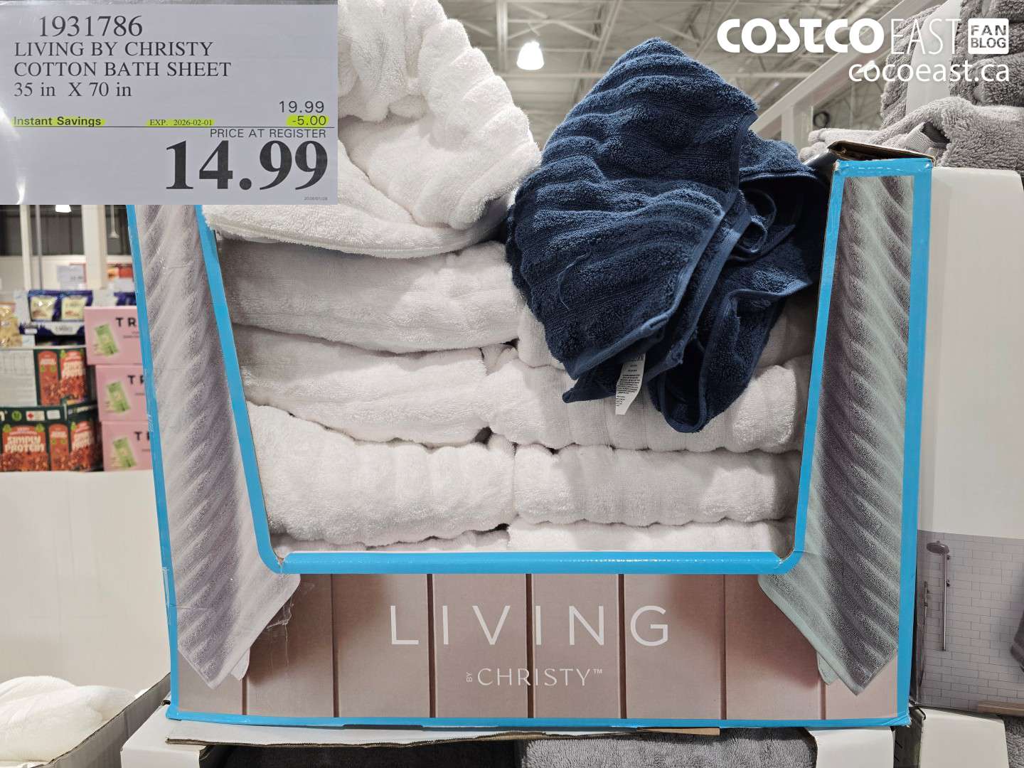 1931786 LIVING BY CHRISTY COTTON BATH SHEET 35 in X 70 in ($5.00 INSTANT SAVINGS EXPIRES ON 2026-02-01) $14.99