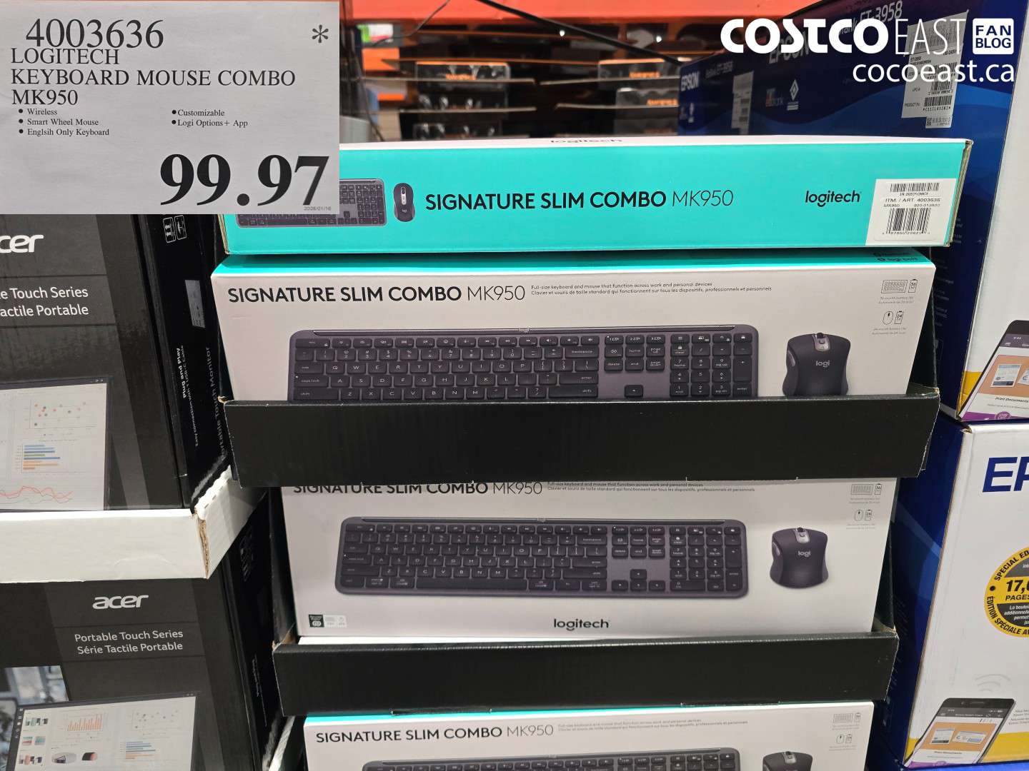 4003636 LOGITECH KEYBOARD MOUSE COMBO MK950 $99.97