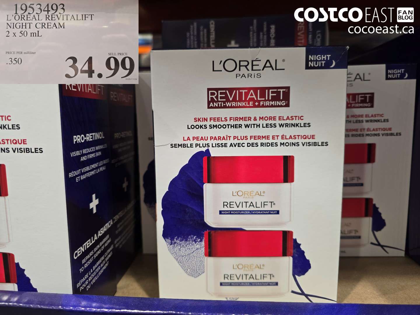 1953493 L'OREAL REVITALIFT NIGHT CREAM 2 X 50 ML $34.99