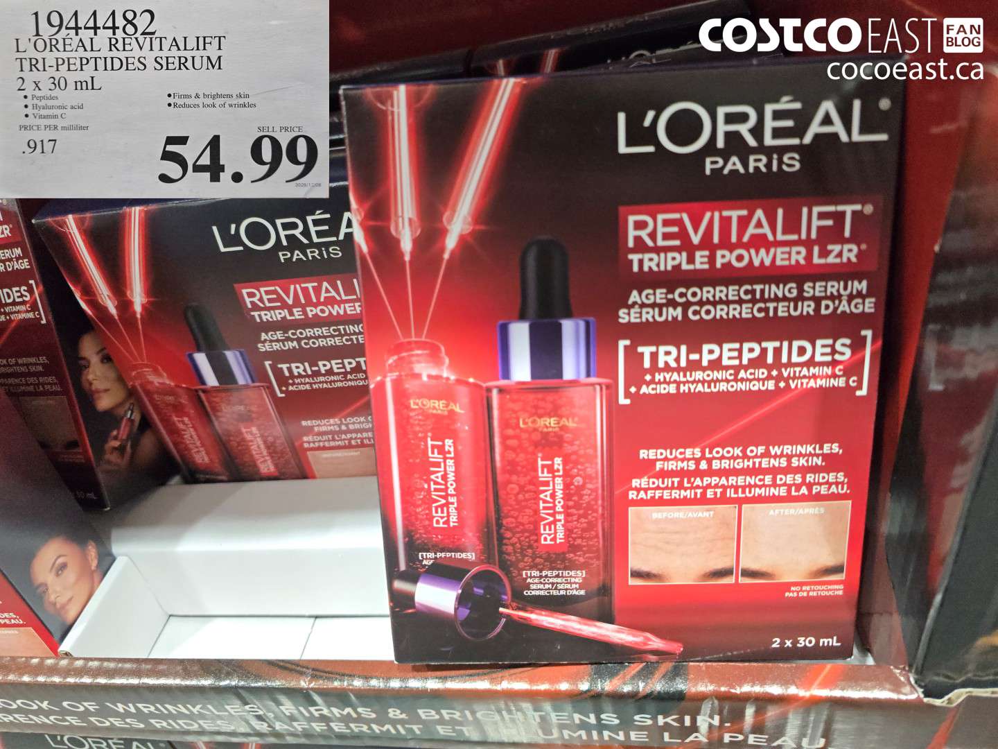 1944482 L'OREAL REVITALIFT TRI-PEPTIDES SERUM 2 x 30 mL $54.99