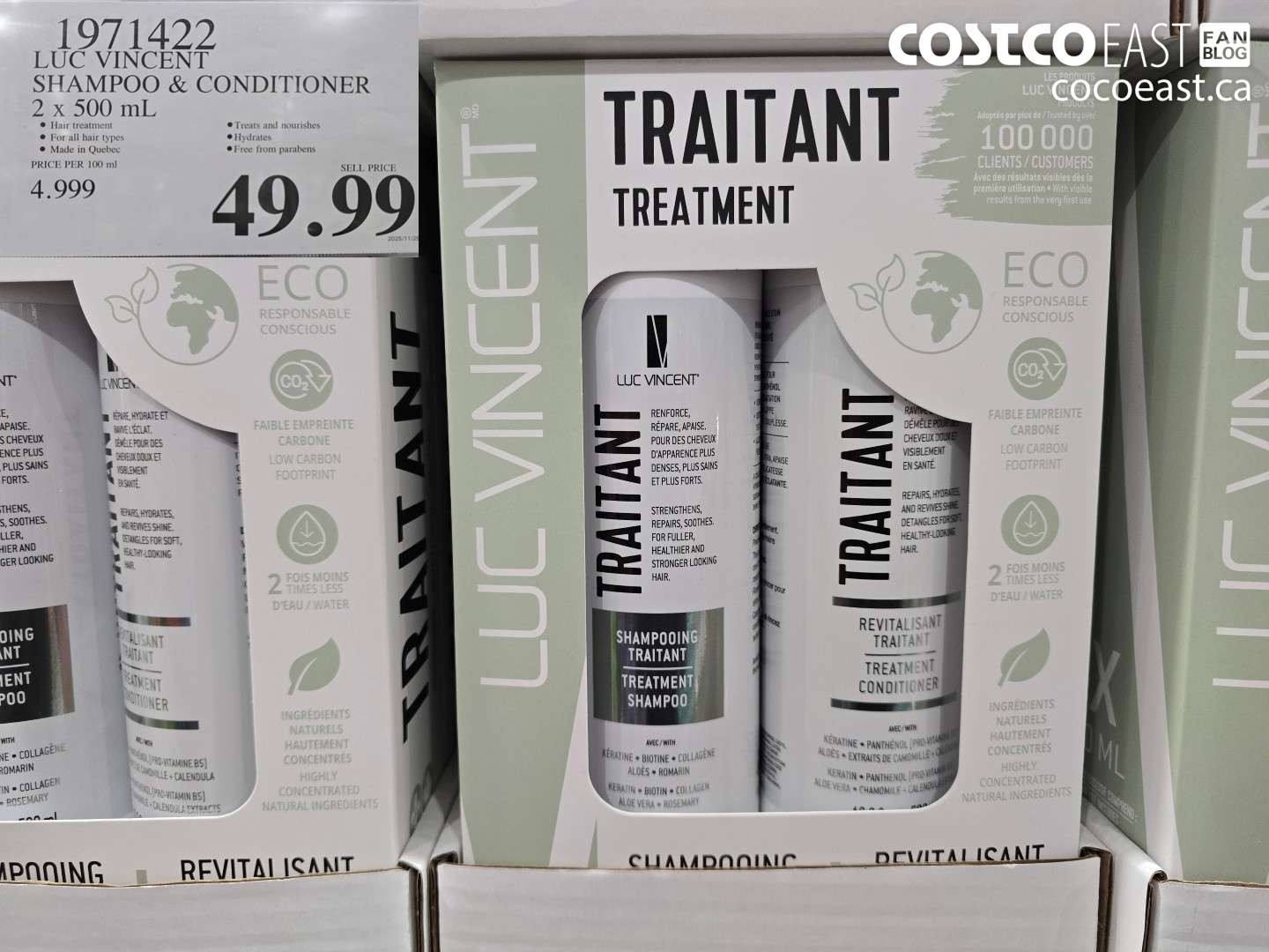 1971422 LUC VINCENT SHAMPOO & CONDITIONER 2 X 500 ML $49.99