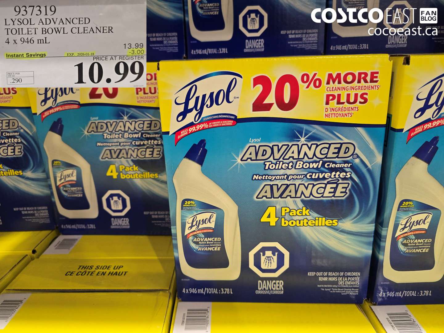937319 LYSOL ADVANCED TOILET BOWL CLEANER 4 X 946 ML ($3.00 INSTANT SAVINGS EXPIRES ON 2026-01-18) $10.99