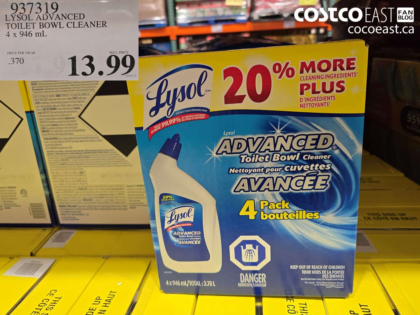 937319 LYSOL ADVANCED TOILET BOWL CLEANER 4 X 946 ML $13.99