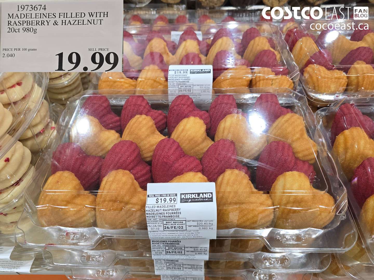 1973674 MADELEINES FILLED WITH RASPBERRY & HAZELNUT 20ct 980g  $19.99