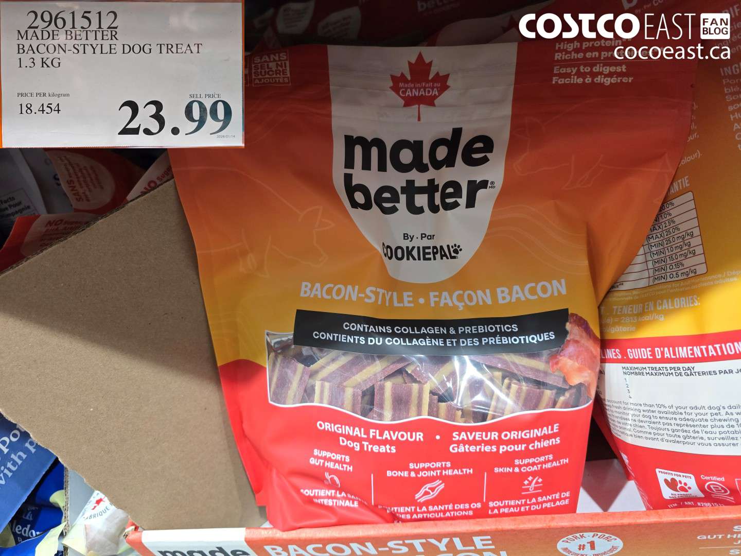 2961512 MADE BETTER BACON-STYLE DOG TREAT 1.3 KG $23.99