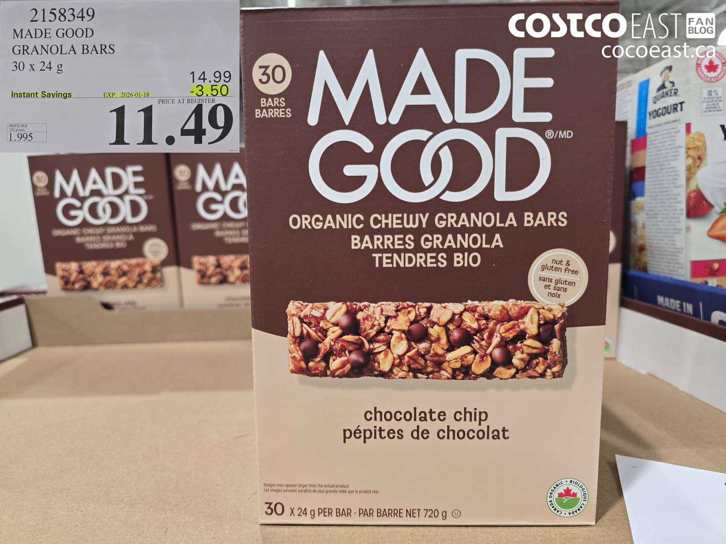 2158349 MADE GOOD GRANOLA BARS 30 x 24 g ($3.50 INSTANT SAVINGS EXPIRES ON 2026-01-18) $11.49