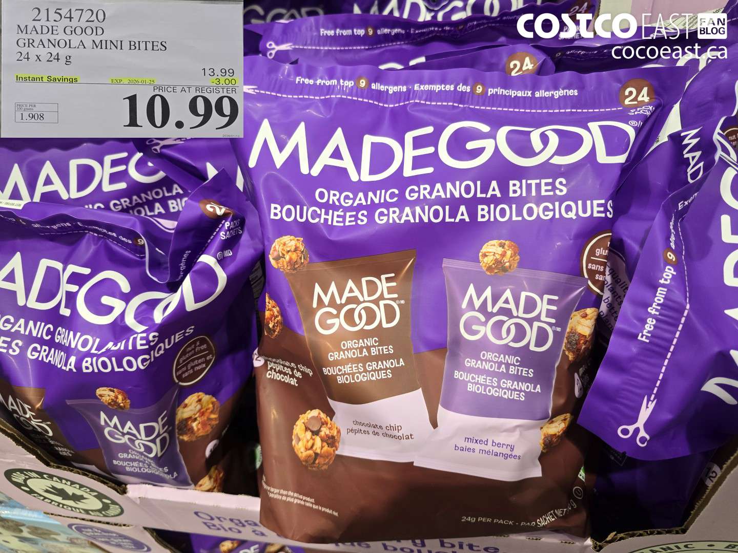 2154720 MADE GOOD GRANOLA MINIS 24x24G ($3.00 INSTANT SAVINGS EXPIRES ON 2026-01-25) $10.99