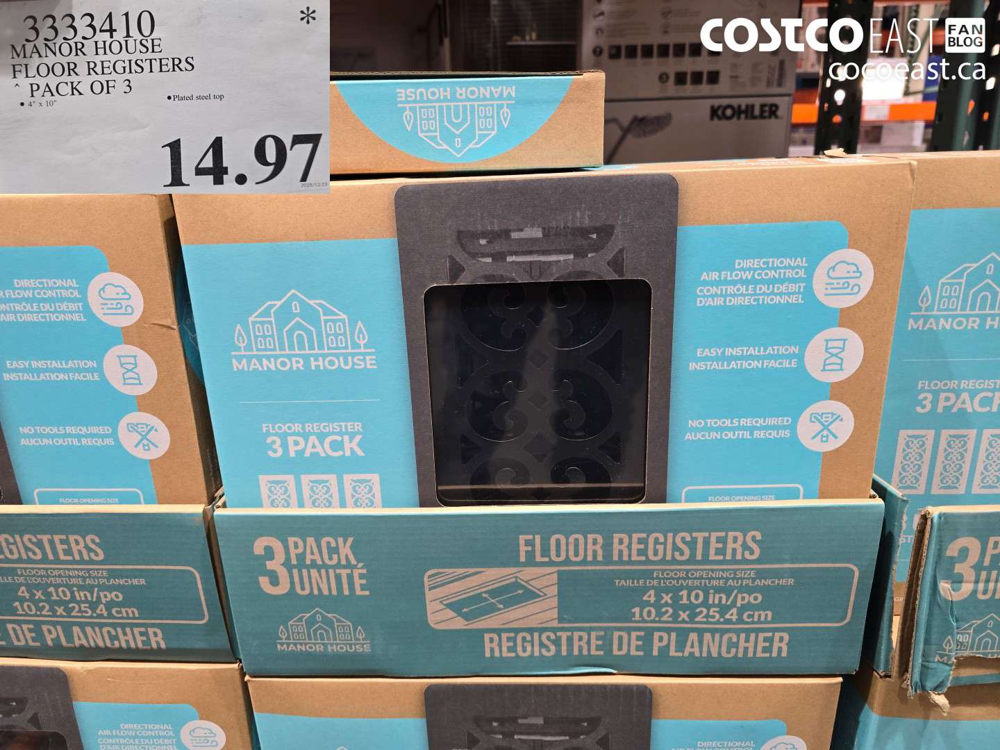 3333410 MANOR HOUSE FLOOR REGISTERS PACK OF 3 $14.97