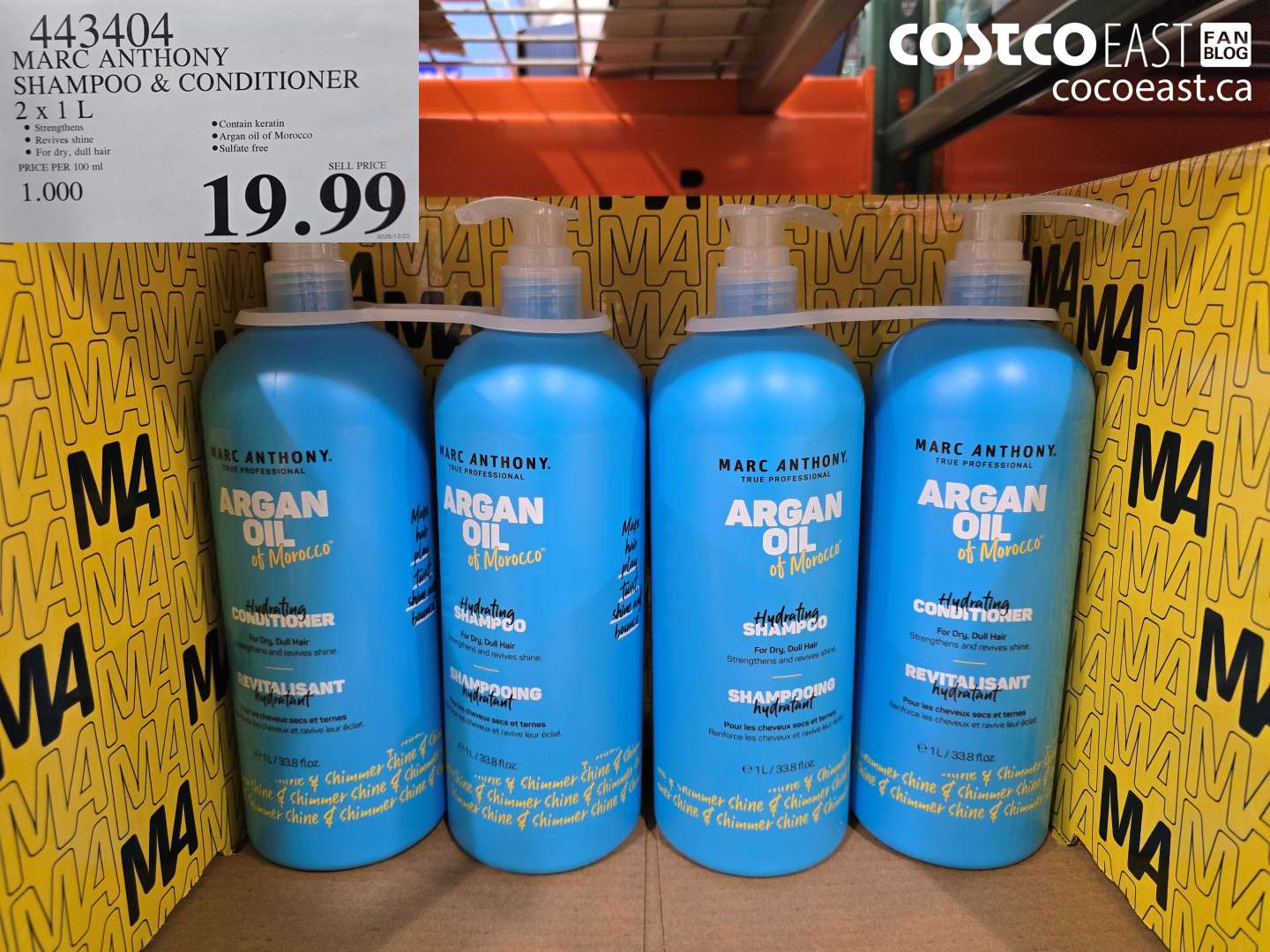 443404 MARC ANTHONY SHAMPOO & CONDITIONER 2 X 1L $19.99