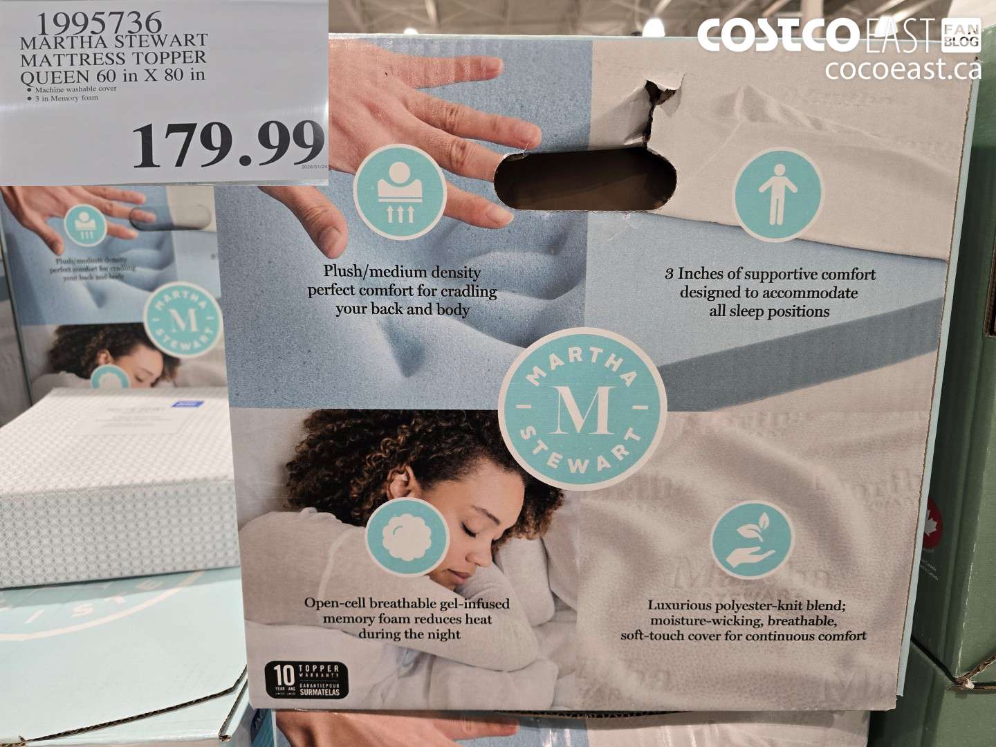 1995736 MARTHA STEWART MATTRESS TOPPER QUEEN 60 in X 80 in $179.99