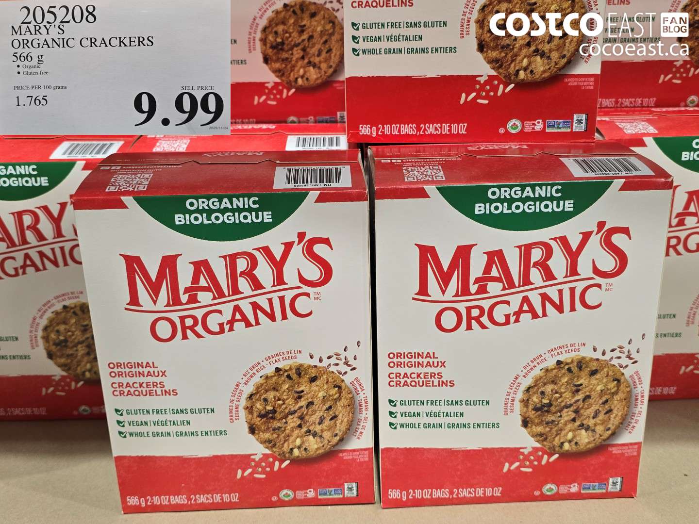 205208 MARY'S ORGANIC ORIGINAL CRACKER 566 G $9.99