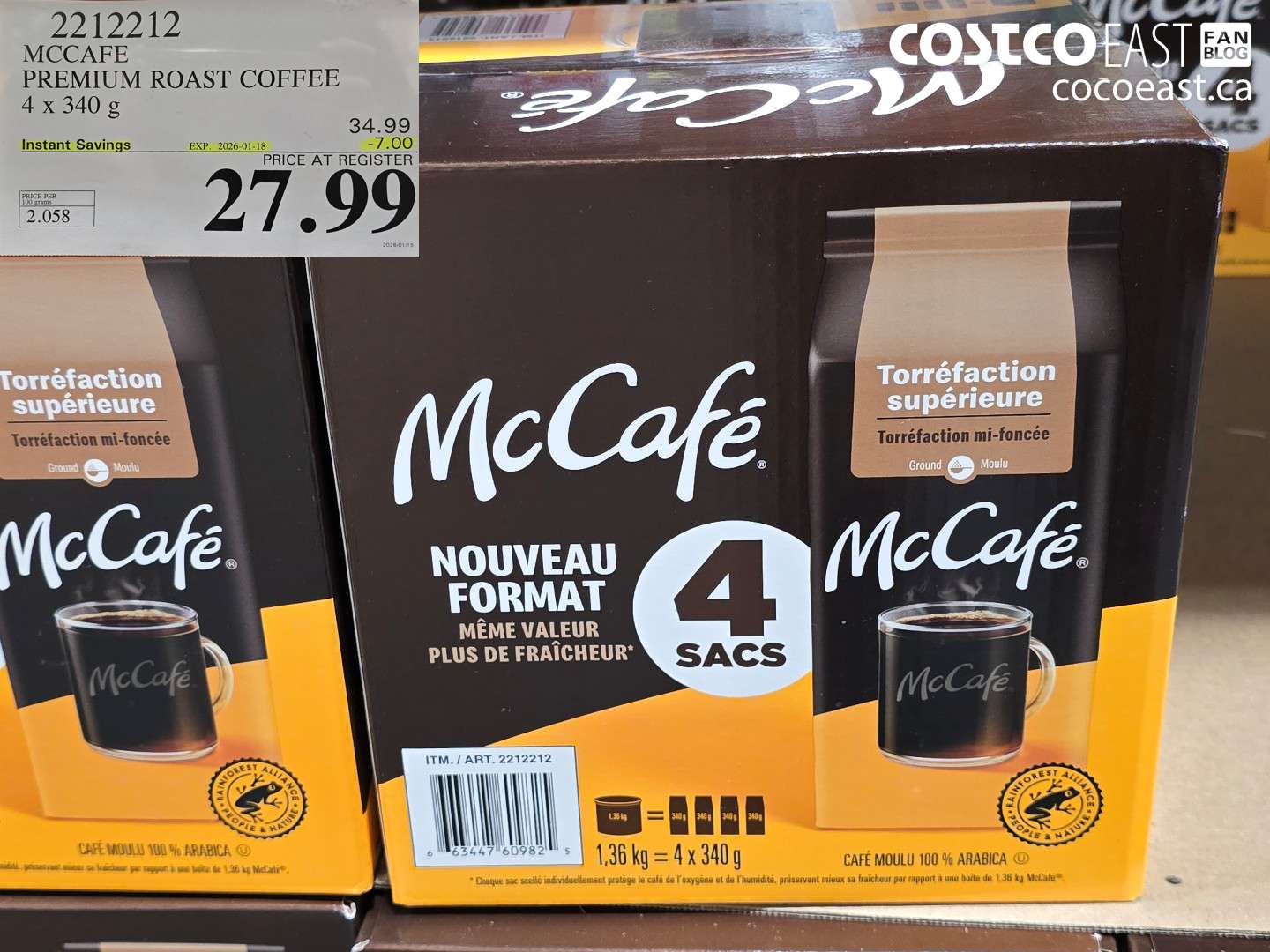 2212212 MCCAFE PREMIUM ROAST COFFEE 4 x 340 g ($7.00 INSTANT SAVINGS EXPIRES ON 2026-01-18) $27.99