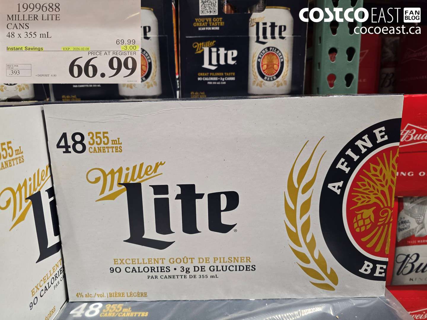 1999688 MILLER LITE CANS 48 x 355 mL ($3.00 INSTANT SAVINGS EXPIRES ON 2026-02-08) $66.99