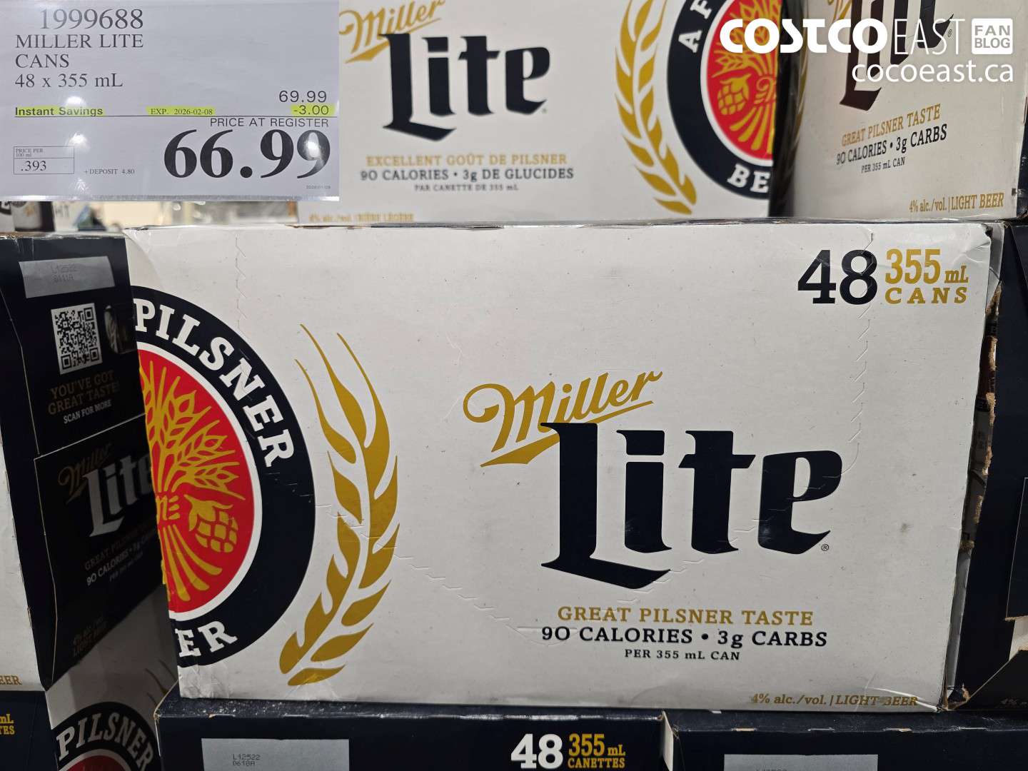1999688 MILLER LITE CANS 48 x 355 mL ($3.00 INSTANT SAVINGS EXPIRES ON 2026-02-08) $66.99
