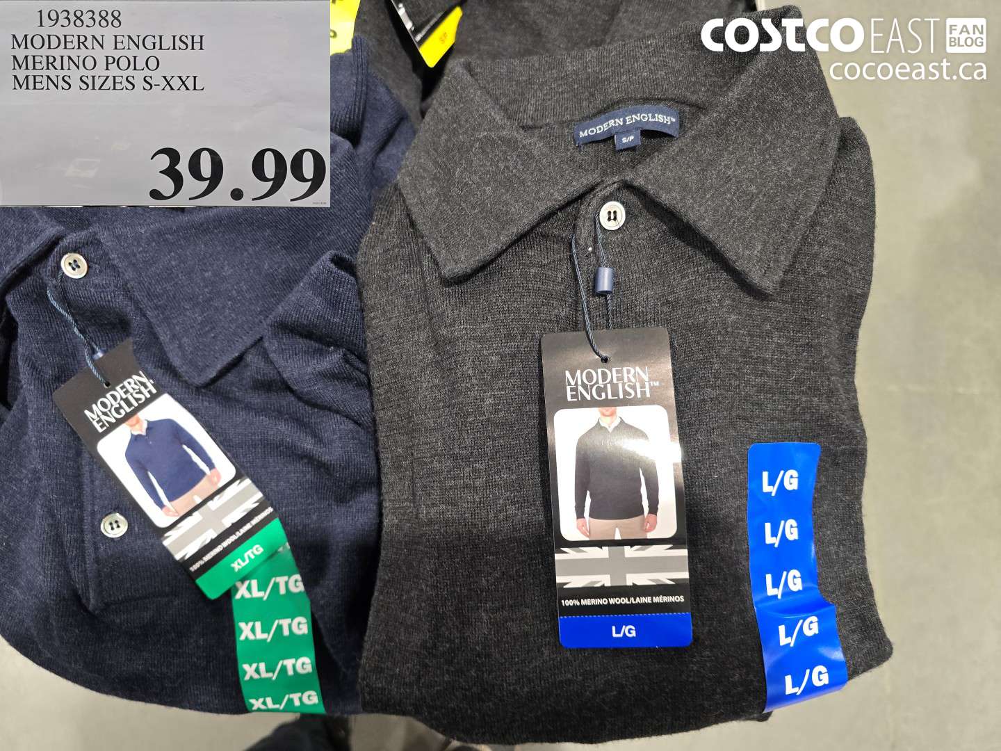 1938388 MODERN ENGLISH MERINO POLO MENS SIZES S-XXL $39.99