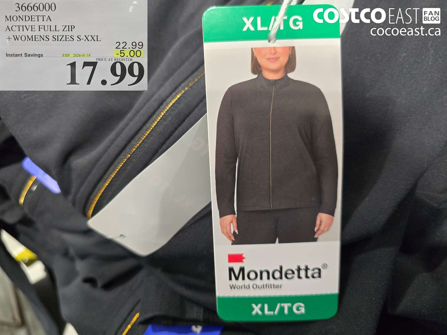 3666000 MONDETTA ACTIVE FULL ZIP +WOMENS SIZES S-XXL ($5.00 INSTANT SAVINGS EXPIRES ON 2026-01-18) $17.99