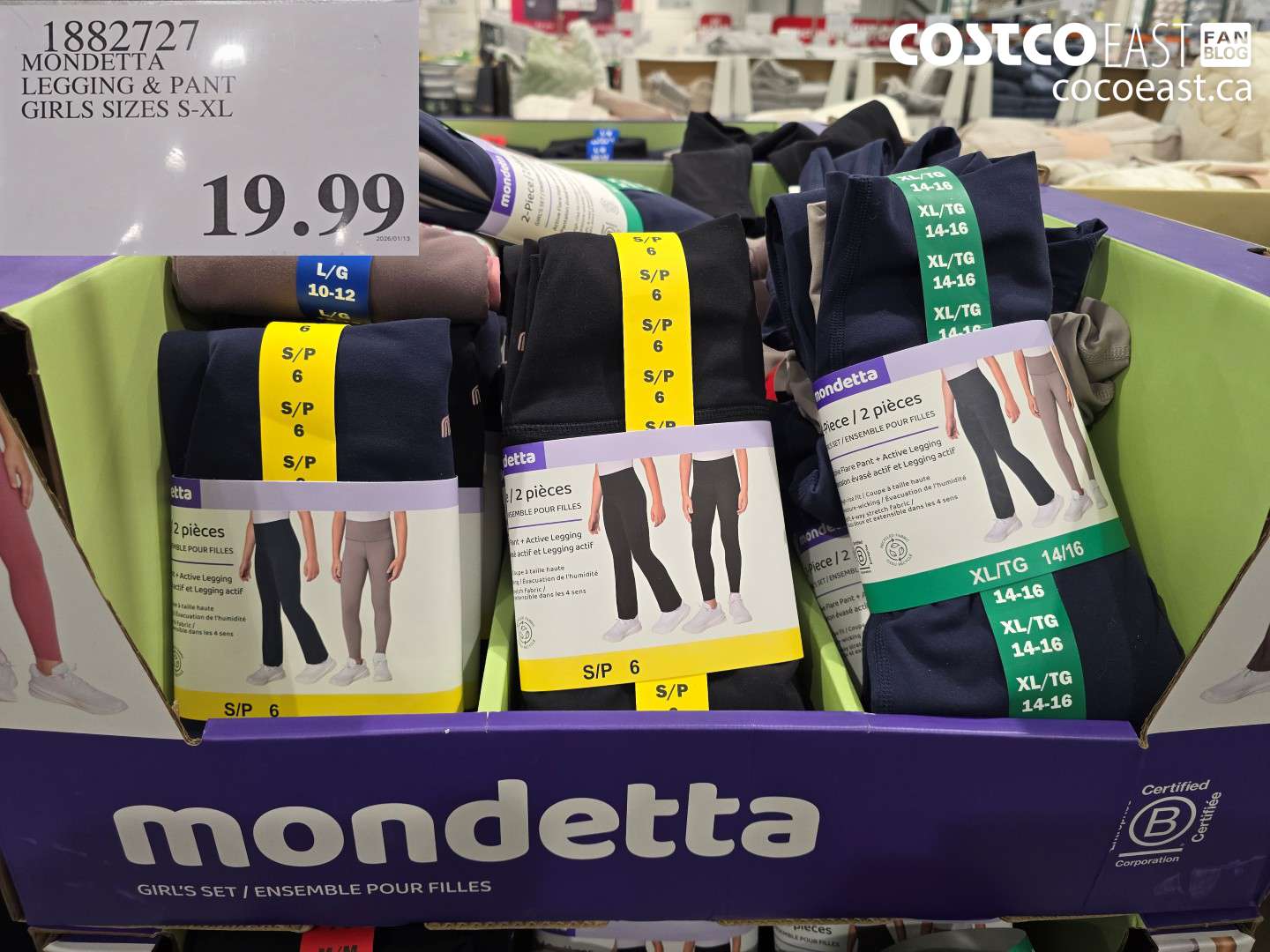 1882727 MONDETTA LEGGING & PANT GIRLS SIZES S-XL $19.99