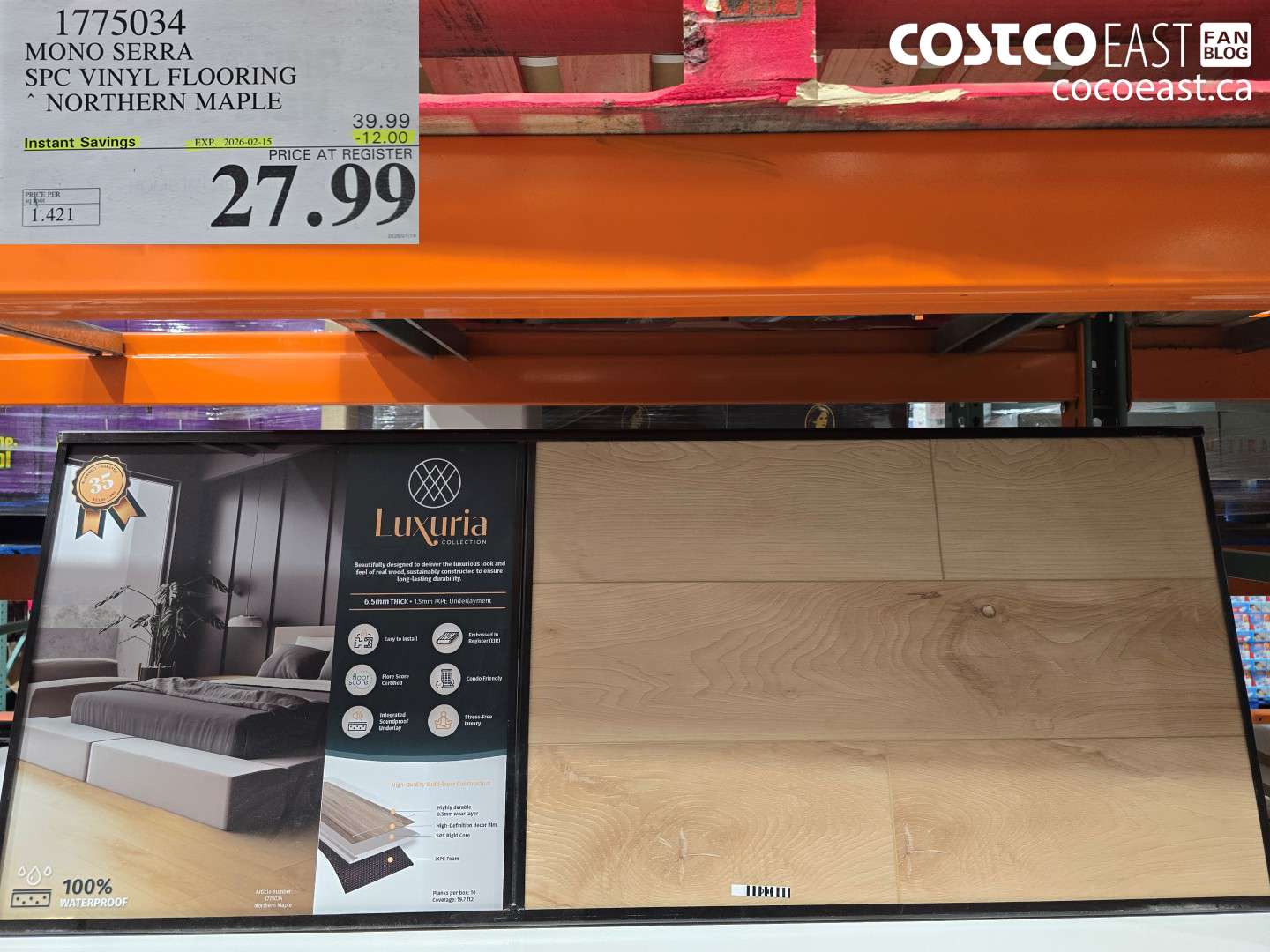 1775034 MONO SERRA SPC VINYL FLOORING NORTHERN MAPLE ($12.00 INSTANT SAVINGS EXPIRES ON 2026-02-15) $27.99