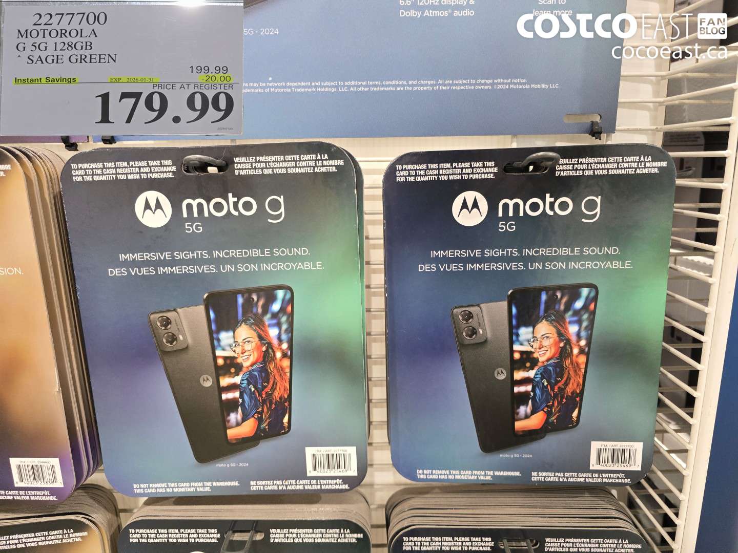 2277700 MOTOROLA G 5G 128GB SAGE GREEN ($20.00 INSTANT SAVINGS EXPIRES ON 2026-01-31) $179.99