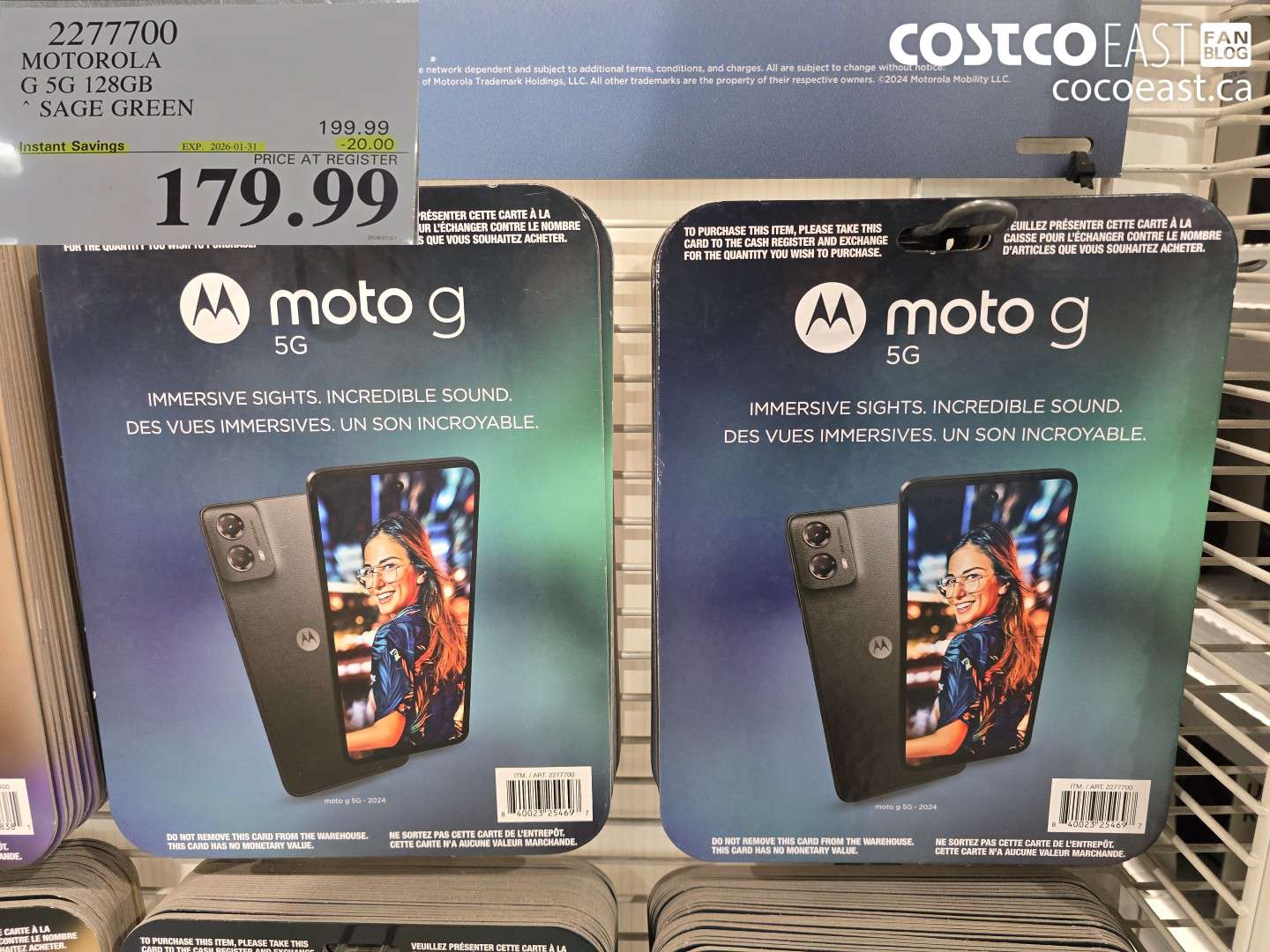 2277700 MOTOROLA G 5G 128GB SAGE GREEN ($20.00 INSTANT SAVINGS EXPIRES ON 2026-01-31) $179.99