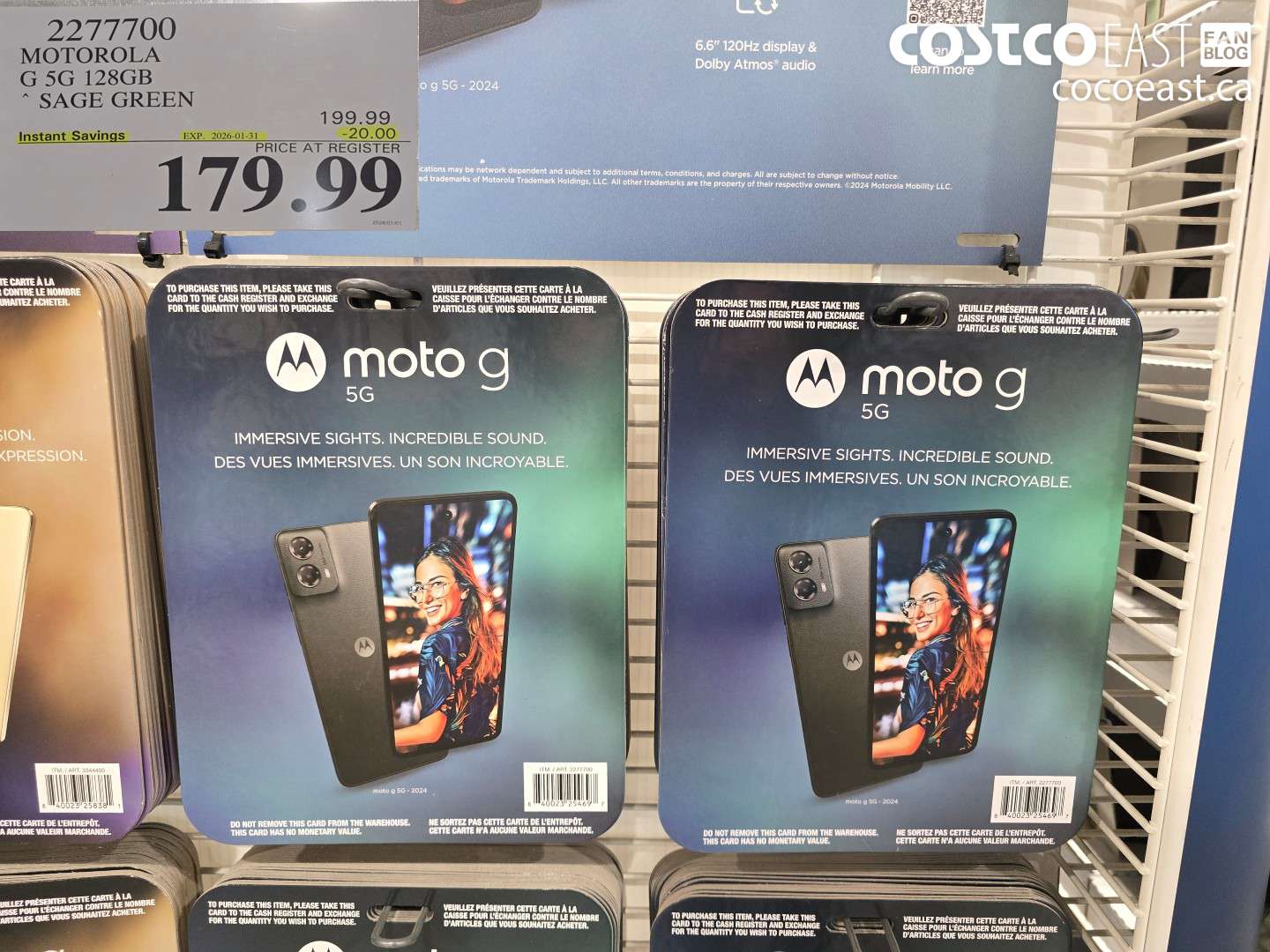 2277700 MOTOROLA G 5G 128GB SAGE GREEN ($20.00 INSTANT SAVINGS EXPIRES ON 2026-01-31) $179.99