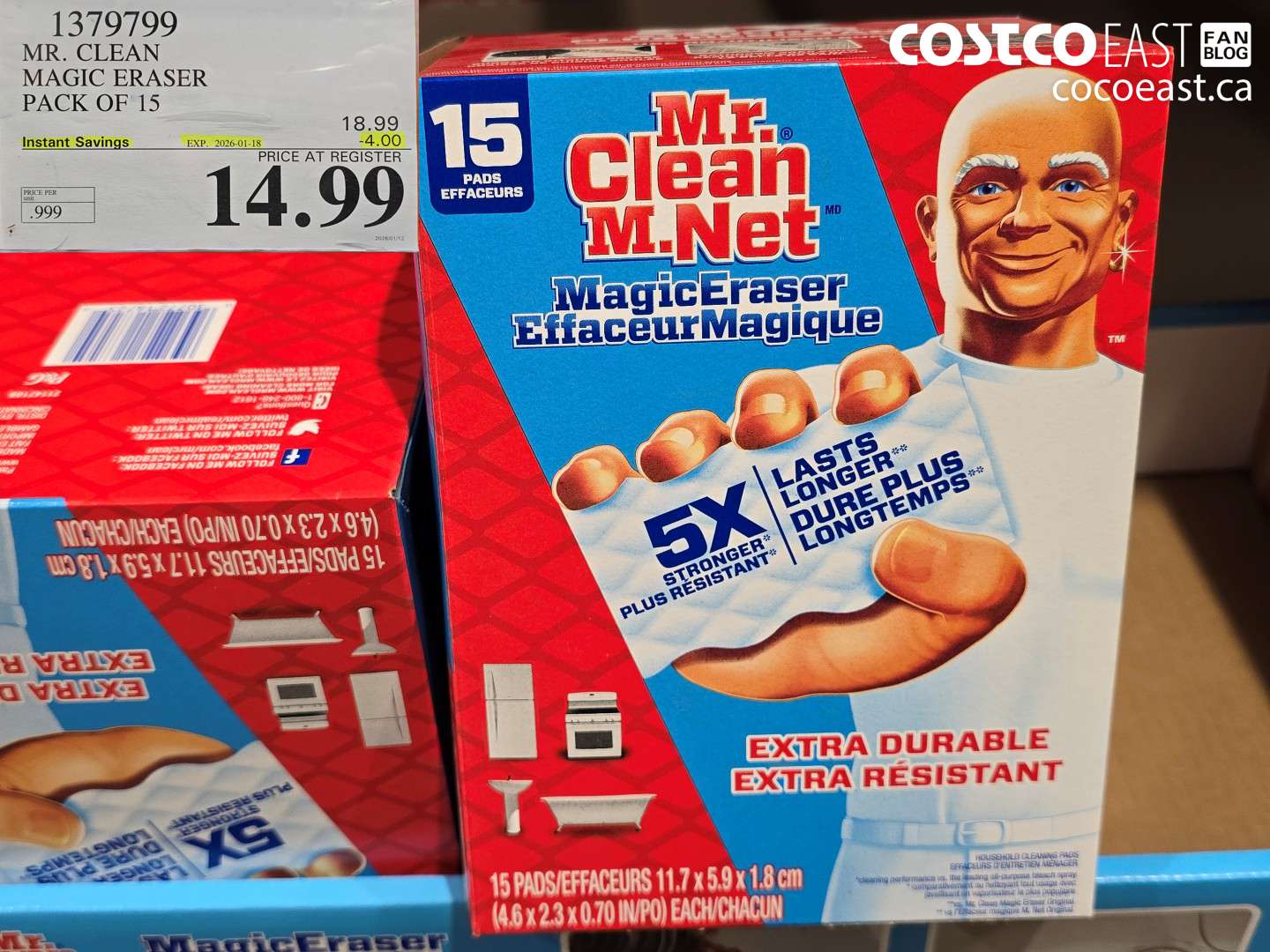 1379799 MR. CLEAN MAGIC ERASER PACK OF 15 ($4.00 INSTANT SAVINGS EXPIRES ON 2026-01-18) $14.99