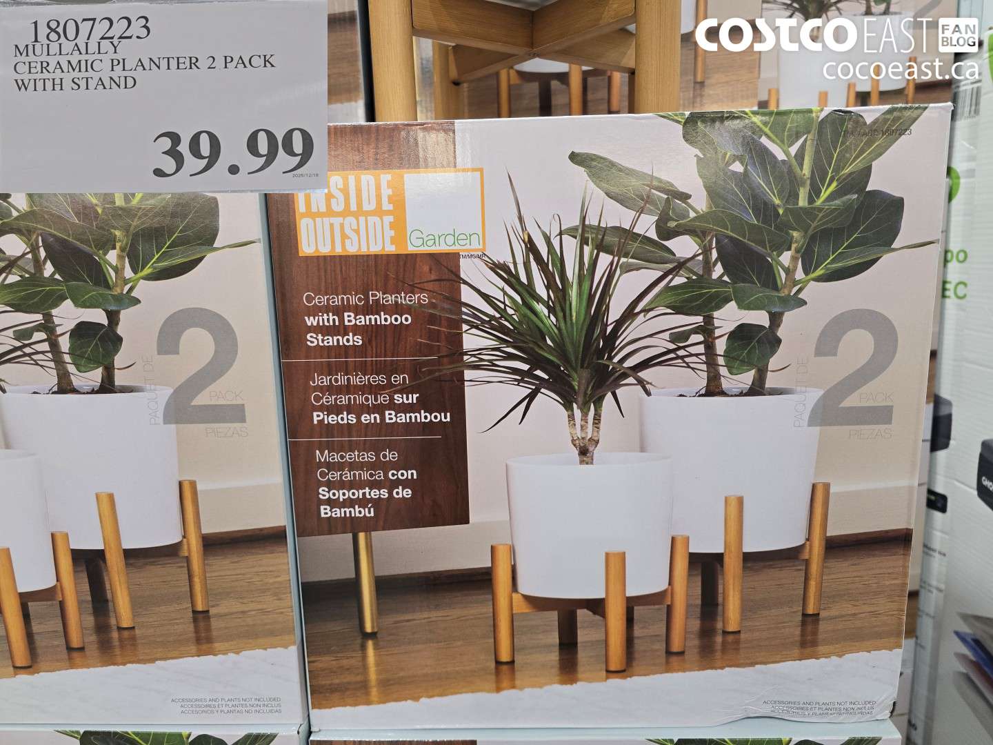 1807223 MULLALLY CERAMIC PLANTER 2 PACK WITH STAND $39.99