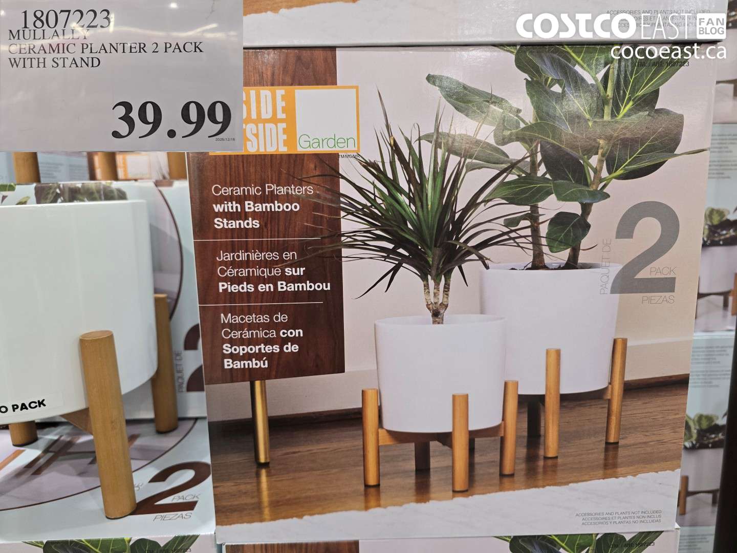 1807223 MULLALLY CERAMIC PLANTER 2 PACK WITH STAND $39.99