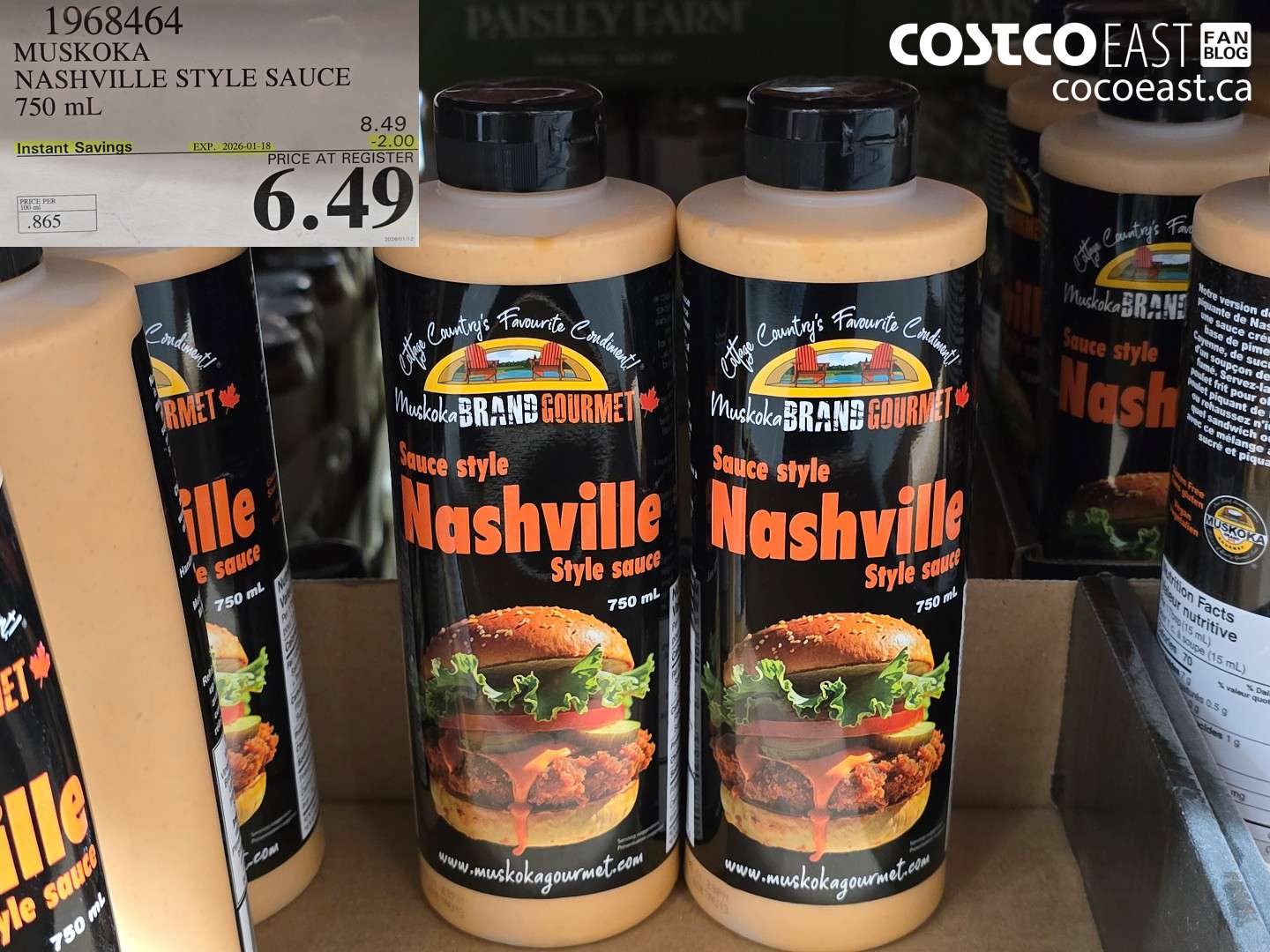 1968464 MUSKOKA NASHVILLE STYLE SAUCE 750 mL ($2.00 INSTANT SAVINGS EXPIRES ON 2026-01-18) $6.49
