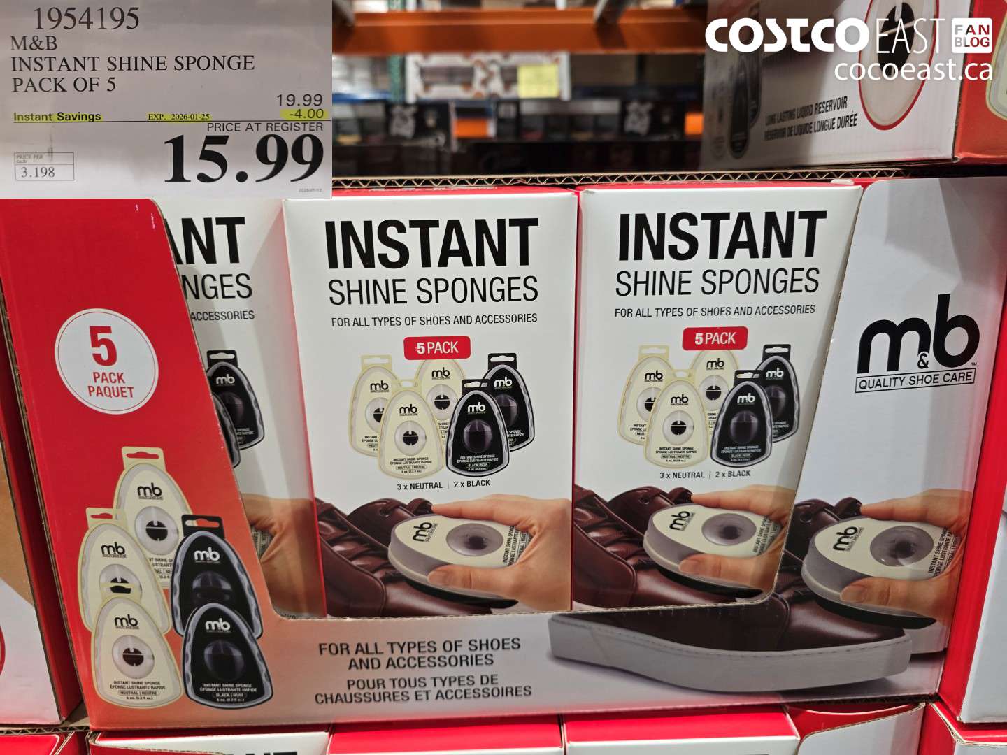 1954195 M & B INSTANT SHINE SPONGE PACK OF 5 ($4.00 INSTANT SAVINGS EXPIRES ON 2026-01-25) $15.99