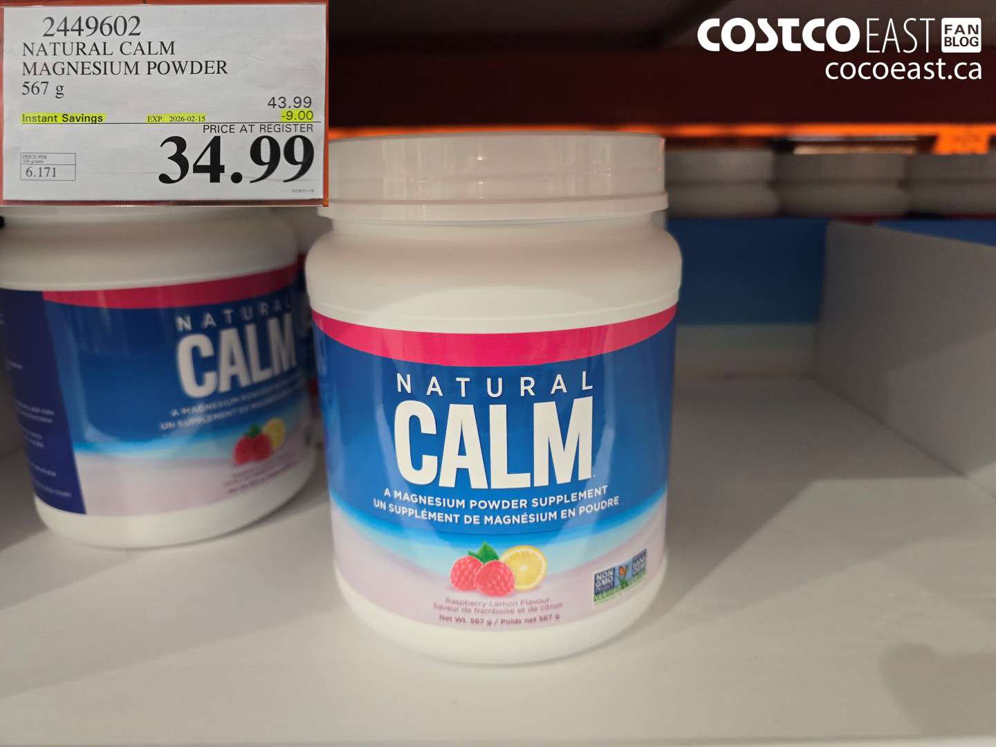 2449602 NATURAL CALM MAGNESIUM POWDER 567 G ($9.00 INSTANT SAVINGS EXPIRES ON 2026-02-15) $34.99