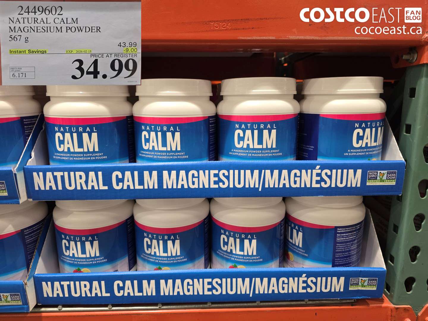 2449602 NATURAL CALM MAGNESIUM POWDER 567 G ($9.00 INSTANT SAVINGS EXPIRES ON 2026-02-15) $34.99