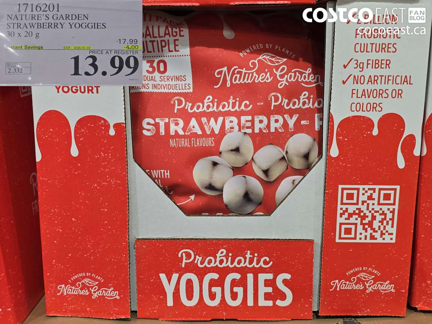 1716201 NATURE'S GARDEN STRAWBERRY YOGGIES 30 x 20 g ($4.00 INSTANT SAVINGS EXPIRES ON 2026-01-18) $13.99