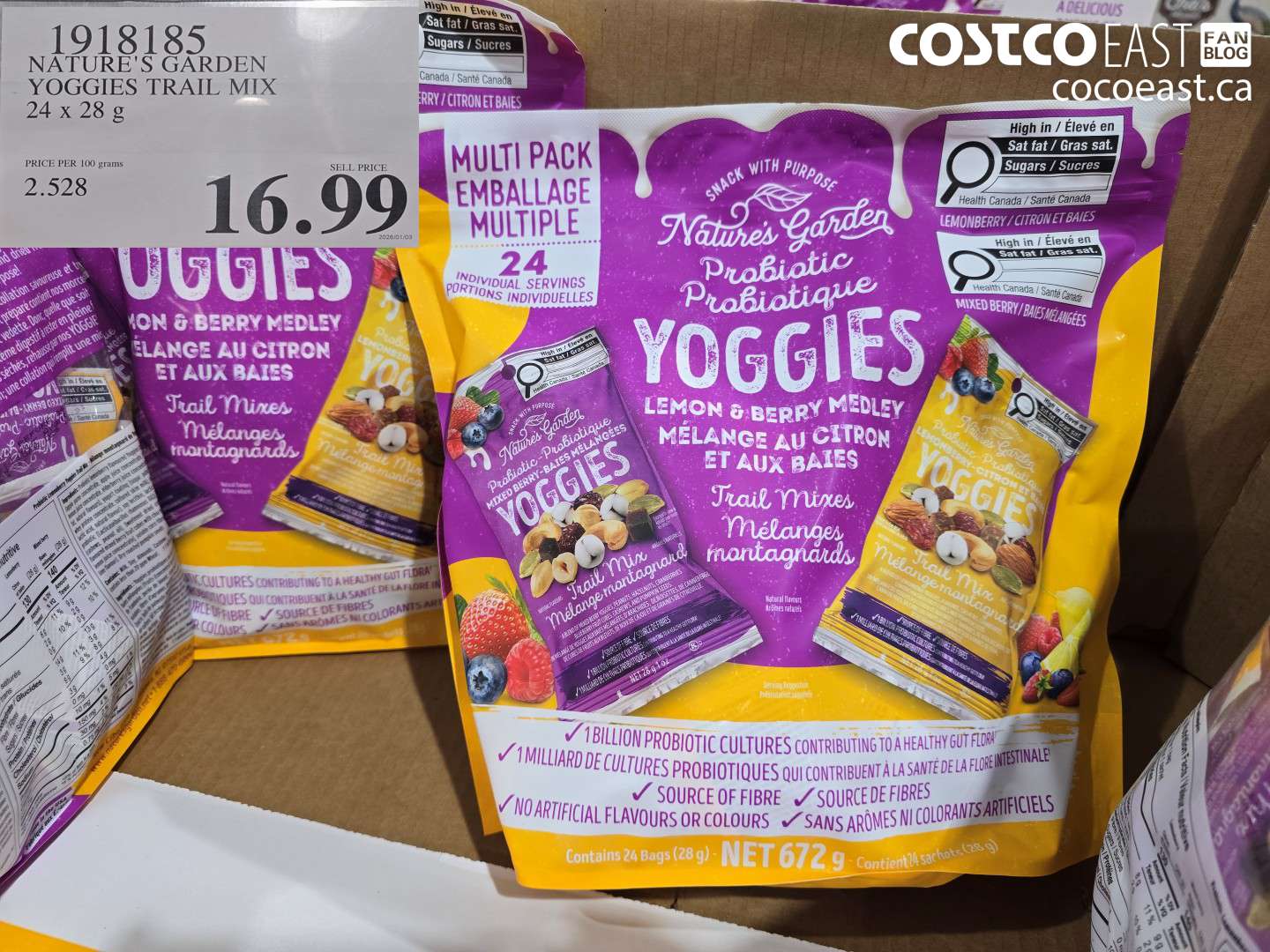 1918185 NATURE'S GARDEN -YOGGIES TRAIL MIX 24 x 28 G $16.99