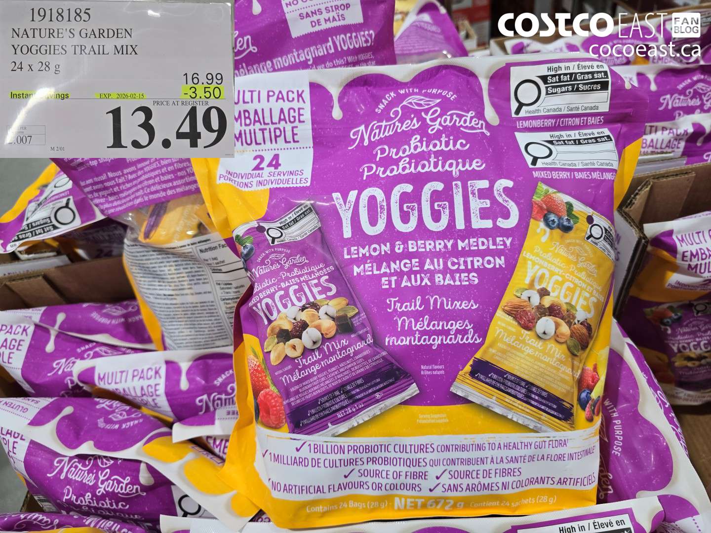 1918185 NATURE'S GARDEN -YOGGIES TRAIL MIX 24 x 28 G ($3.50 INSTANT SAVINGS EXPIRES ON 2026-02-15) $13.49