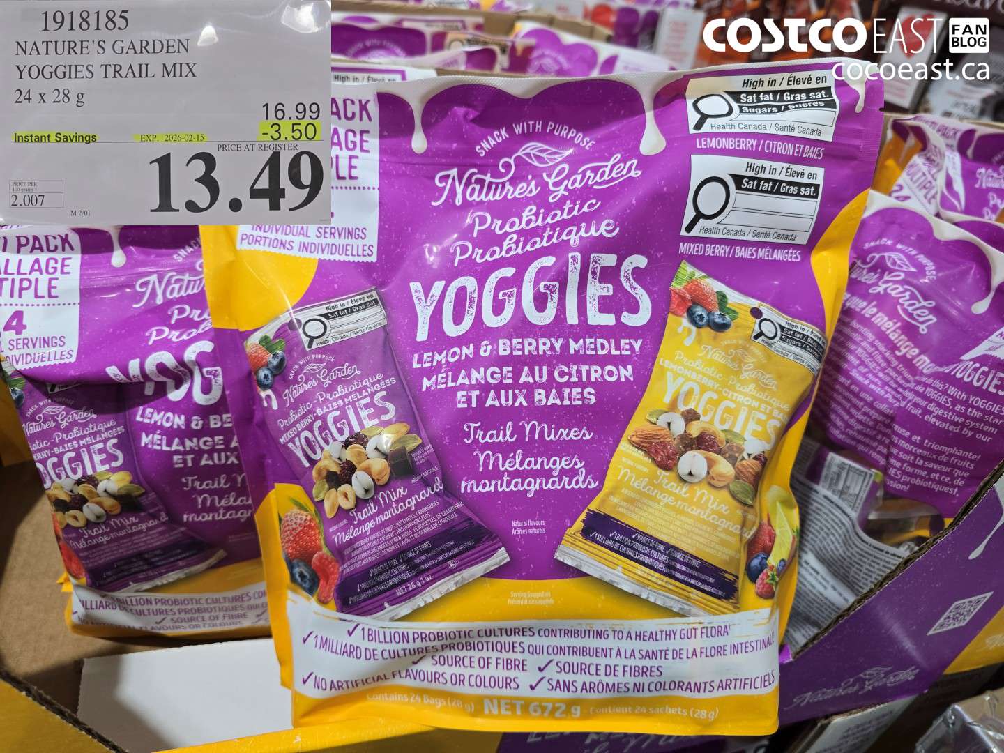 1918185 NATURE'S GARDEN -YOGGIES TRAIL MIX 24 x 28 G ($3.50 INSTANT SAVINGS EXPIRES ON 2026-02-15) $13.49