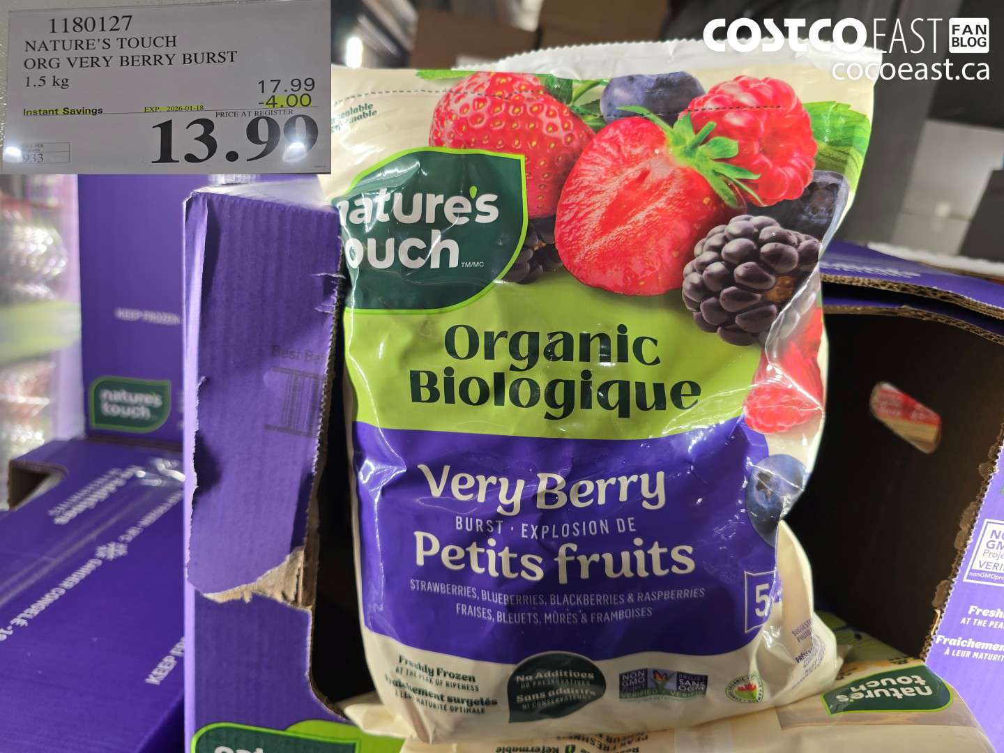 1180127 NATURE'S TOUCH ORG VERY BERRY BURST 1.5 KG ($4.00 INSTANT SAVINGS EXPIRES ON 2026-01-18) $13.99