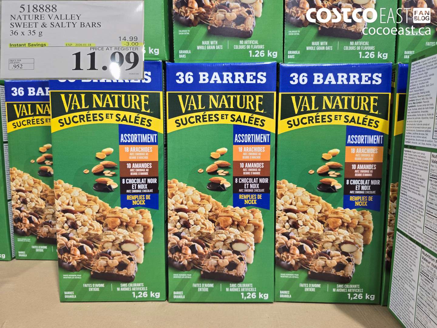 5183888 NATURE VALLEY SWEET & SALTY BARS 36 x 35G ($3.00 INSTANT SAVINGS EXPIRES ON 2026-01-18) $11.99
