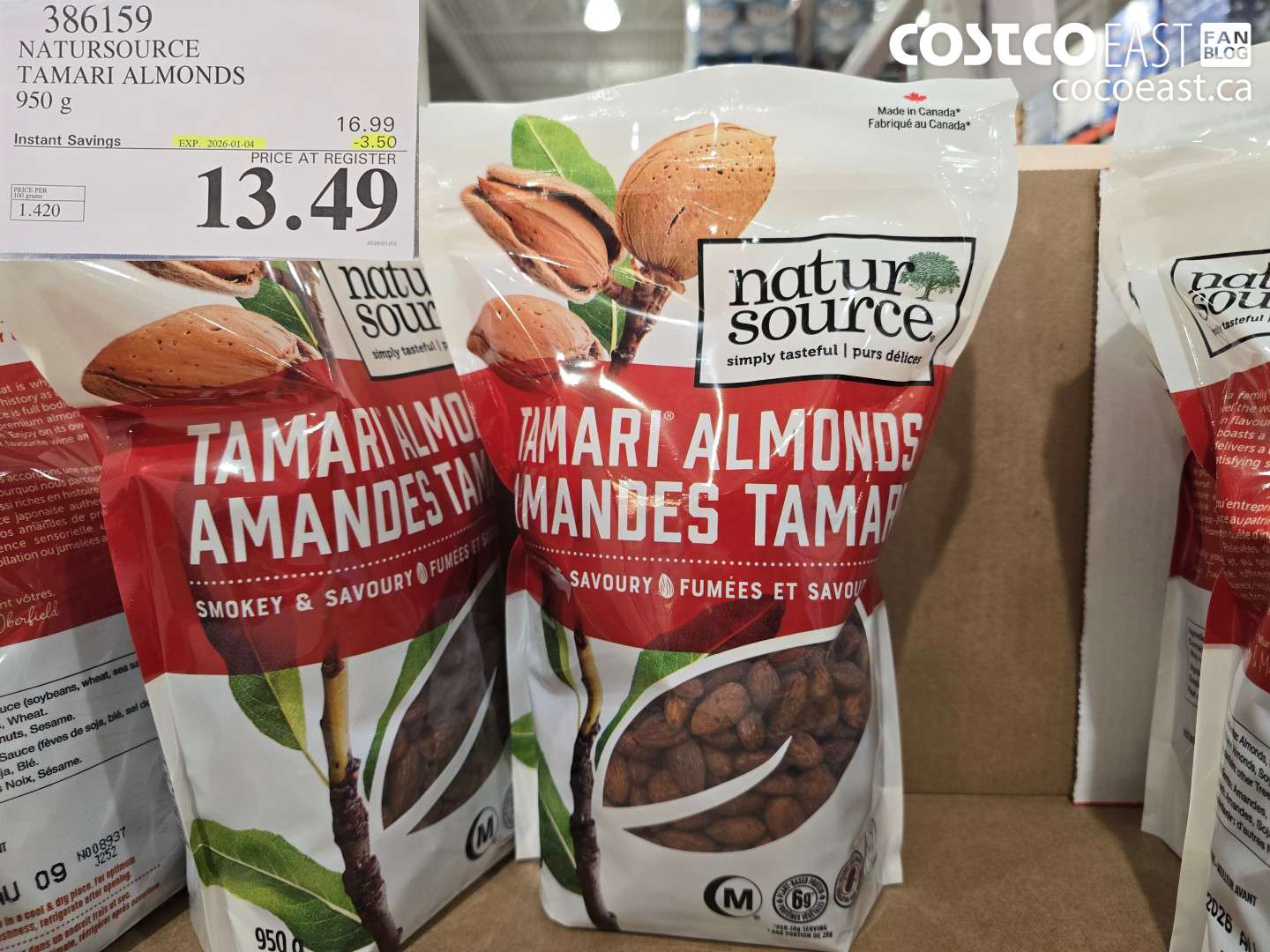 386159 NATURSOURCE TAMARI ALMONDS 950 G ($3.50 INSTANT SAVINGS EXPIRES ON 2026-01-04) $13.49
