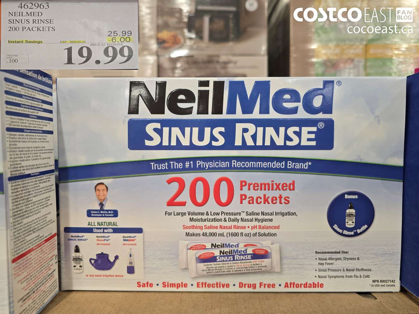462963 NEILMED SINUS RINSE 200 PACKETS ($6.00 INSTANT SAVINGS EXPIRES ON 2026-01-18) $19.99