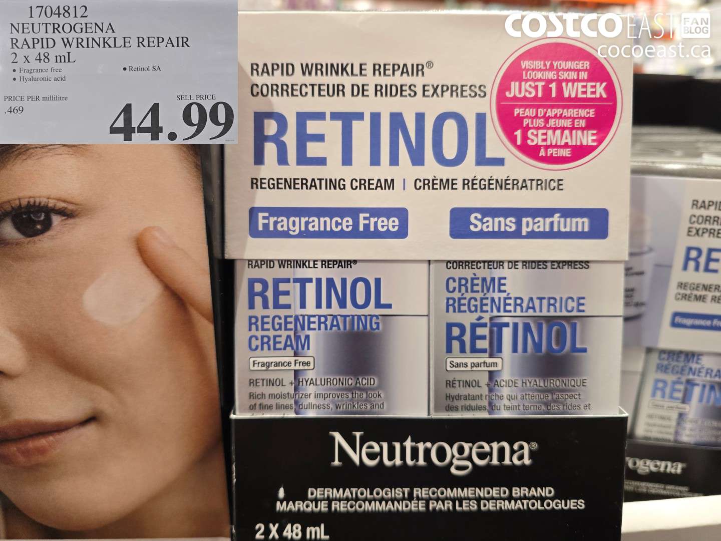 1704812 NEUTROGENA RAPID WRINKLE REPAIR 2 x 48 mL $44.99