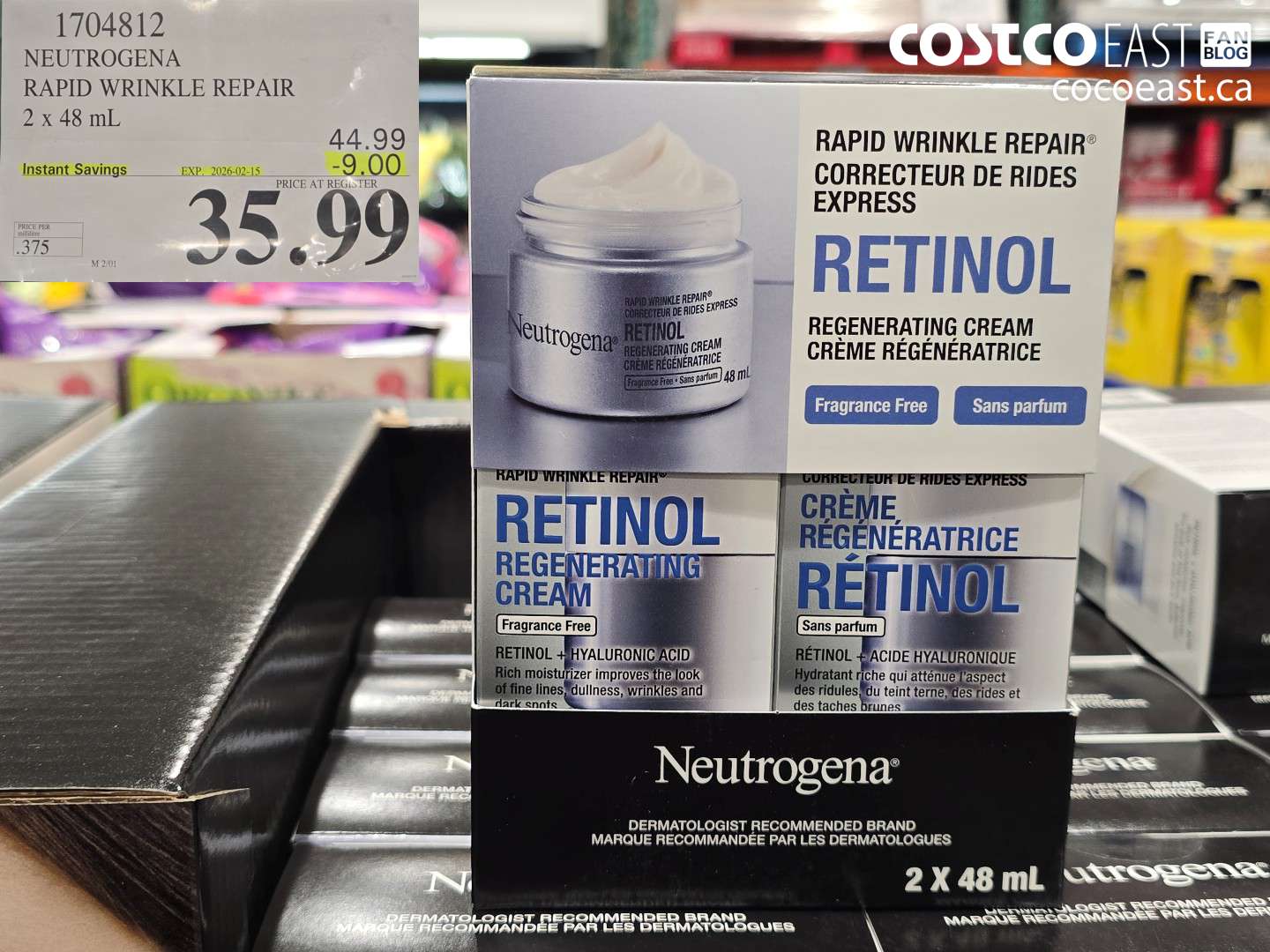 1704812 NEUTROGENA RAPID WRINKLE REPAIR 2 x 48 mL ($9.00 INSTANT SAVINGS EXPIRES ON 2026-02-15) $35.99