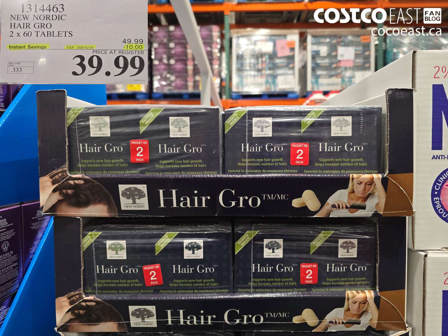 1314463 NEW NORDIC HAIR GRO 2 x 60 TABLETS ($10.00 INSTANT SAVINGS EXPIRES ON 2026-02-01) $39.99