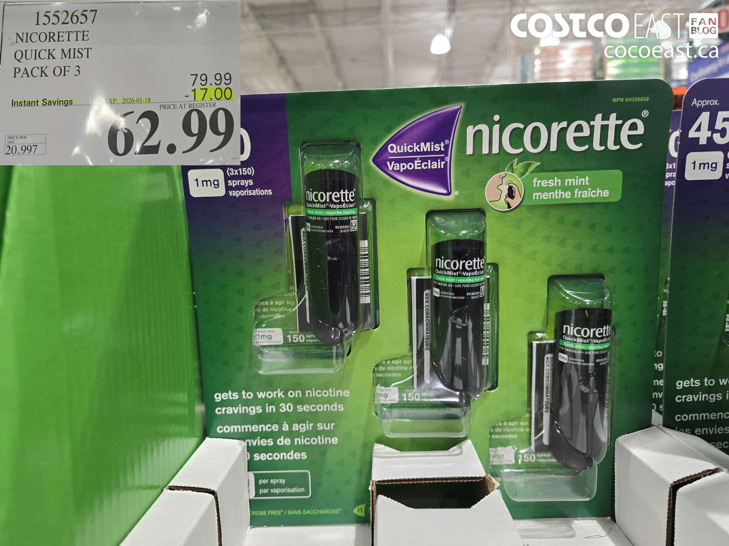 1552657 NICORETTE QUICK MIST PACK OF 3 ($17.00 INSTANT SAVINGS EXPIRES ON 2026-01-18) $62.99