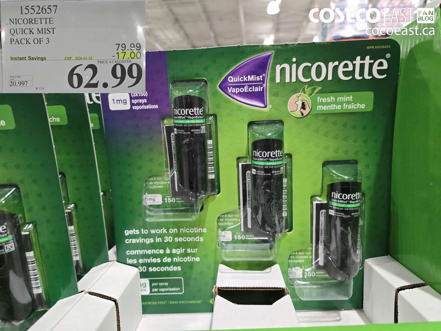 1552657 NICORETTE QUICK MIST PACK OF 3 ($17.00 INSTANT SAVINGS EXPIRES ON 2026-01-18) $62.99