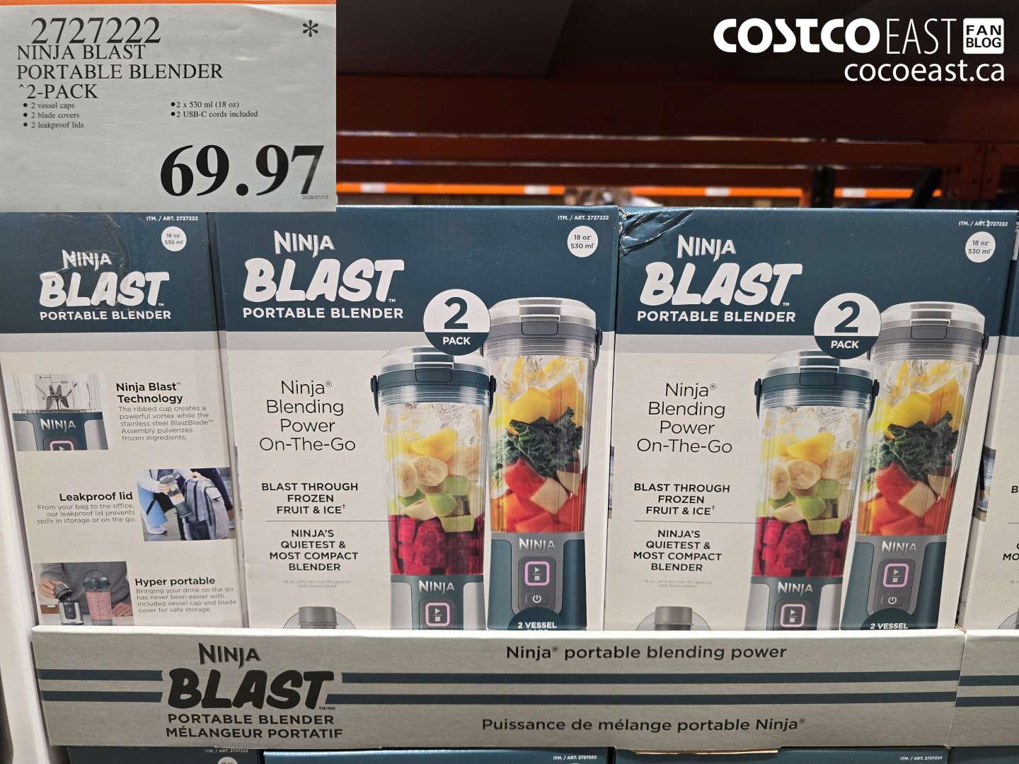 2727222 NINJA BLAST PORTABLE BLENDER 2-PACK $69.97