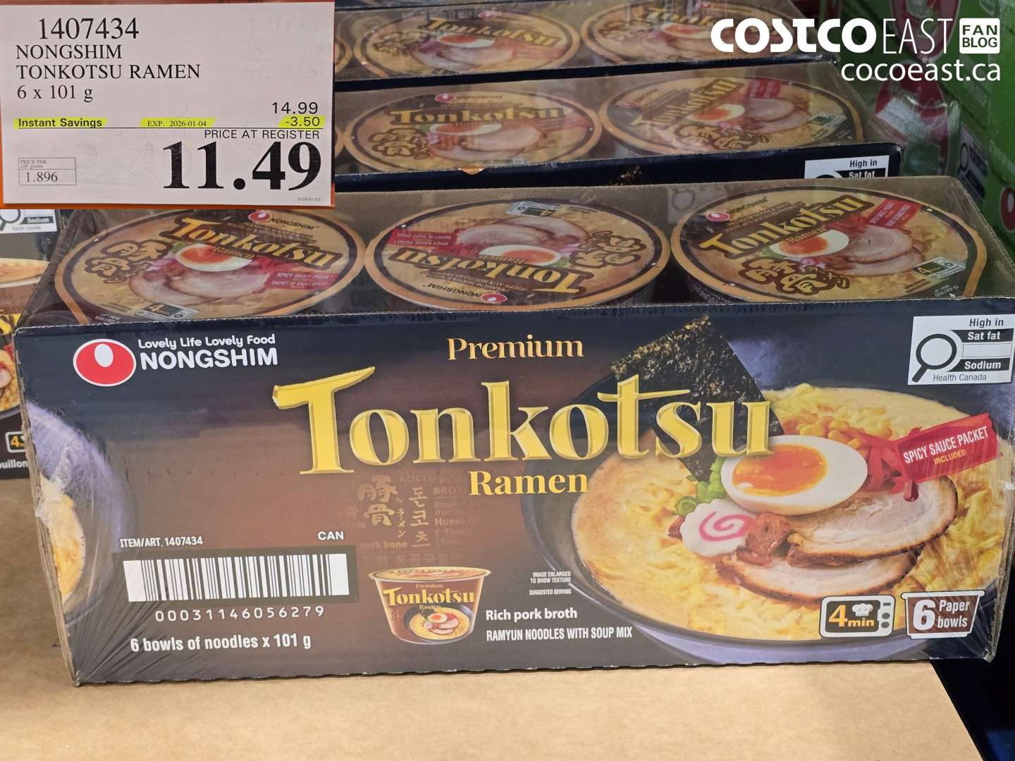 1407434 NONGSHIM TONKOTSU RAMEN 6 X 101 G ($3.50 INSTANT SAVINGS EXPIRES ON 2026-01-04) $11.49