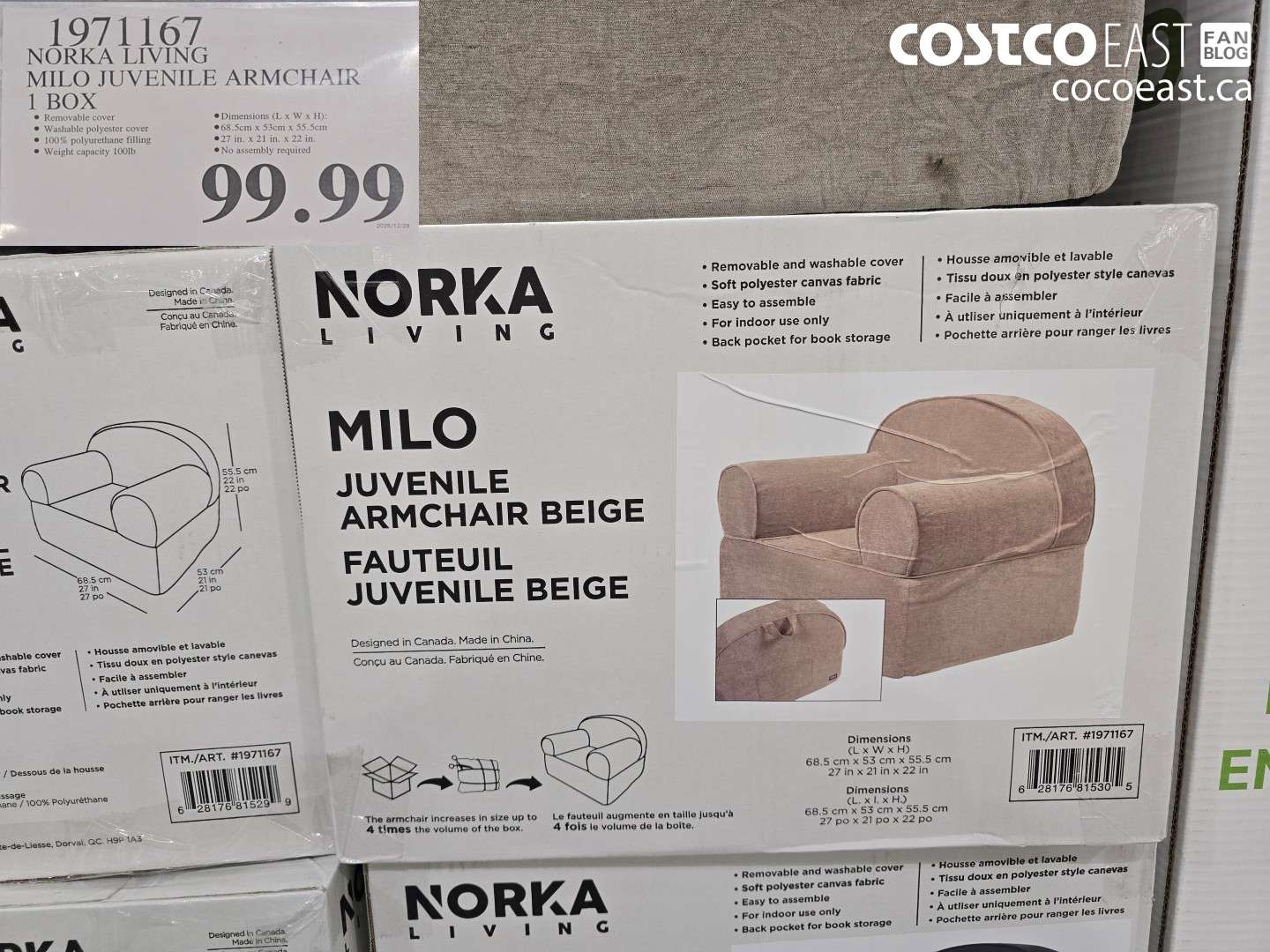 1971167 NORKA LIVING MILO JUVENILE ARMCHAIR 1 BOX $99.99