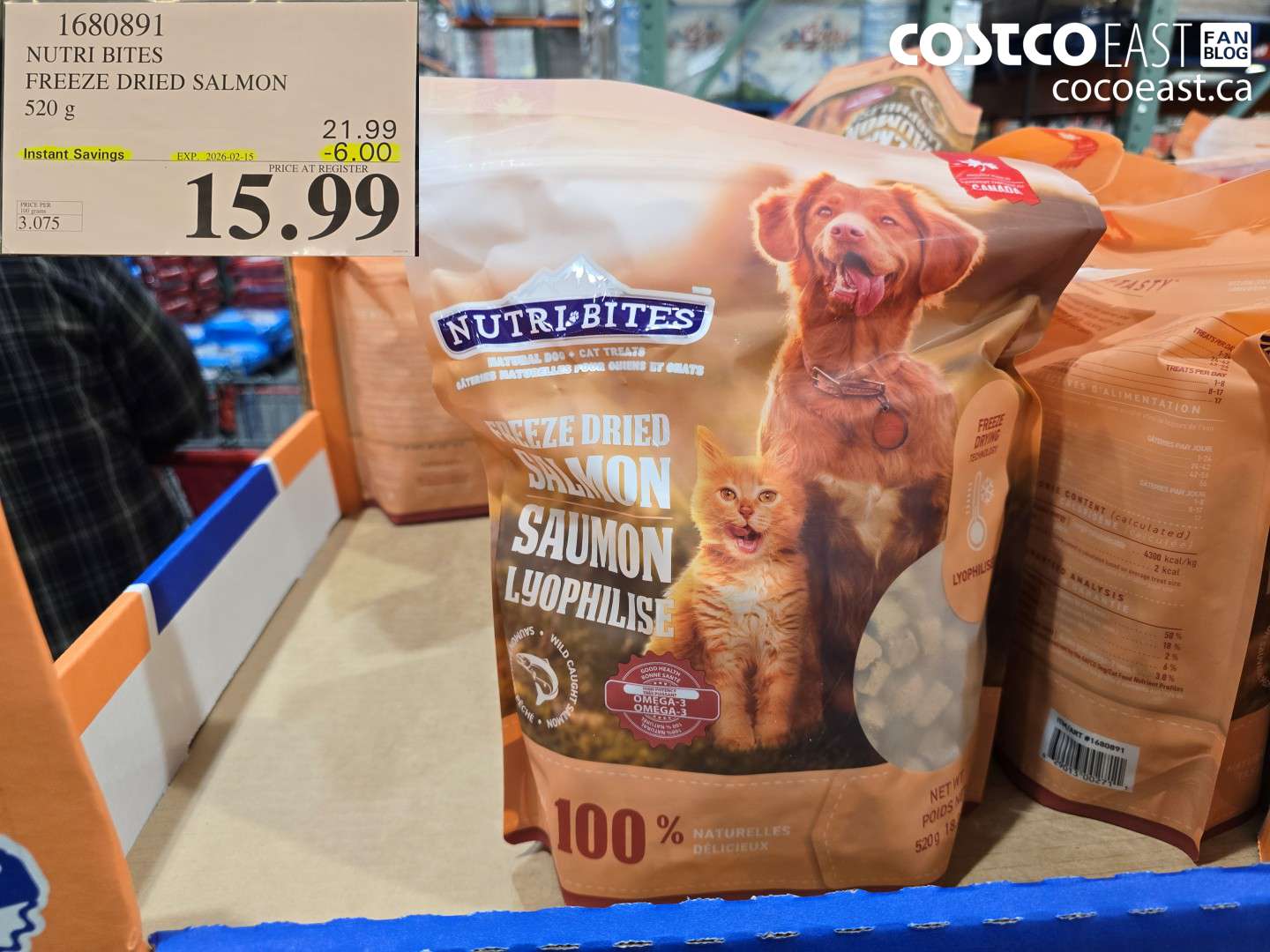 1680891 NUTRI BITES FREEZE DRIED SALMON 520 g ($6.00 INSTANT SAVINGS EXPIRES ON 2026-02-15) $15.99