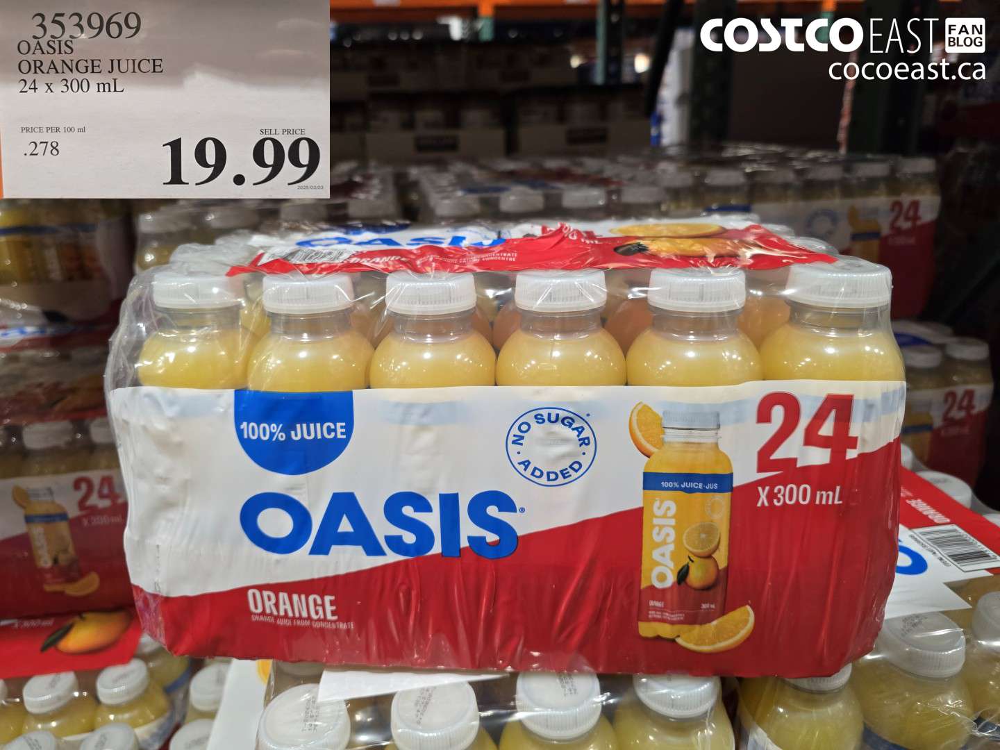 353969 OASIS ORANGE JUICE 24 X 300 ML $19.99
